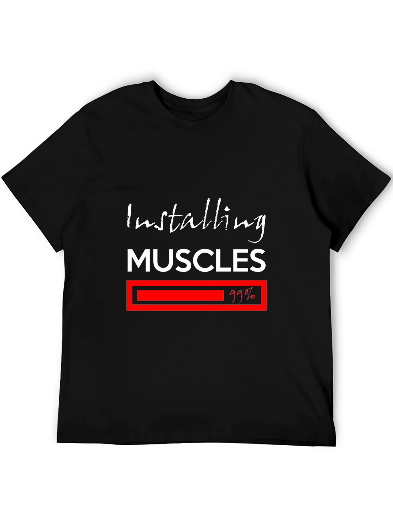 Black Installing Muscles T-Shirt - Fitness Motivation Tee view 5