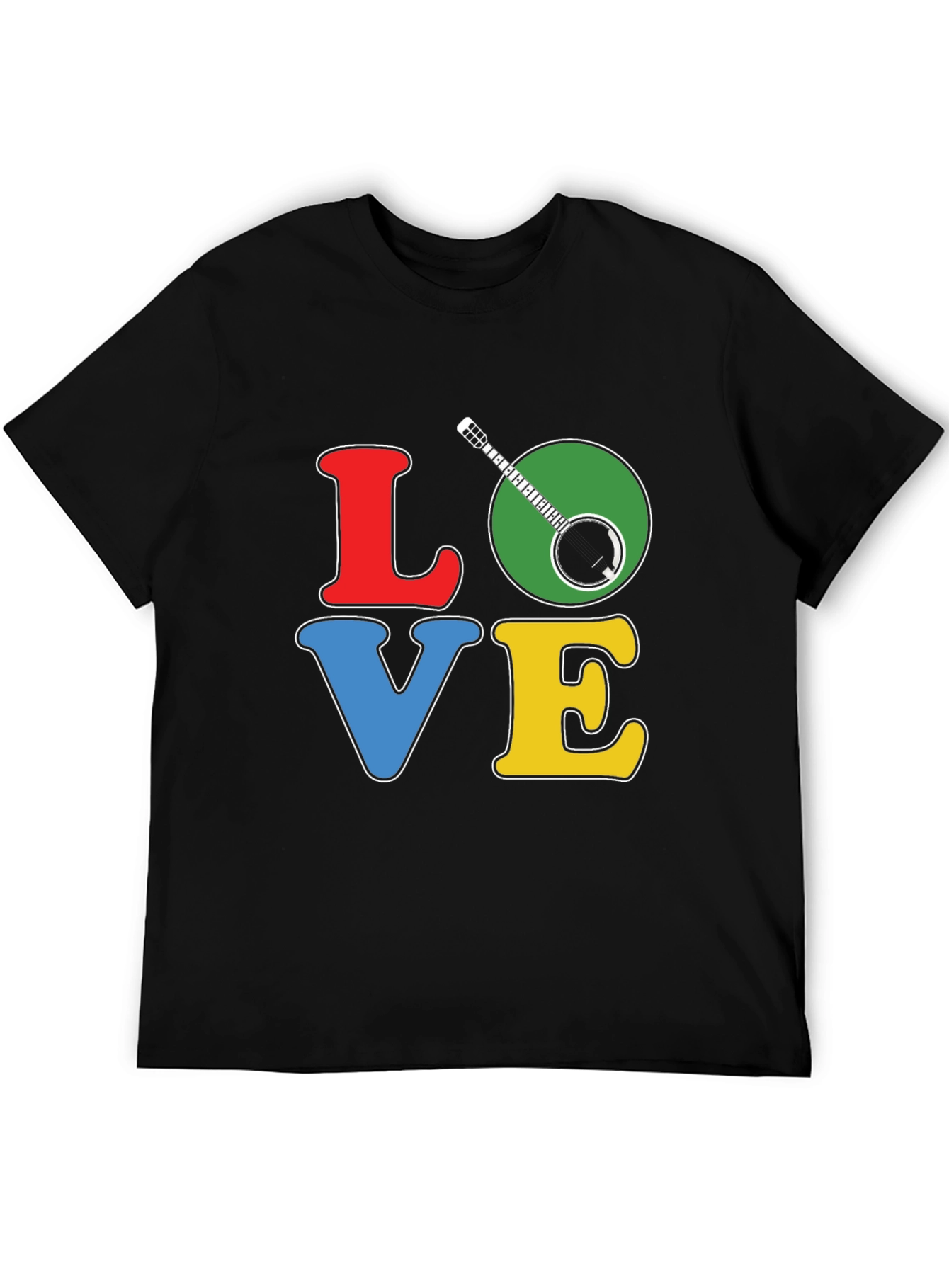 Black Banjo LOVE T-Shirt: Colorful Musical Tee view 5