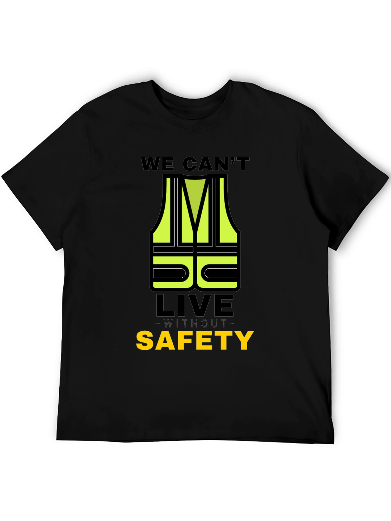 Black Safety First T-Shirt - High Visibility Graphic Tee view 5
