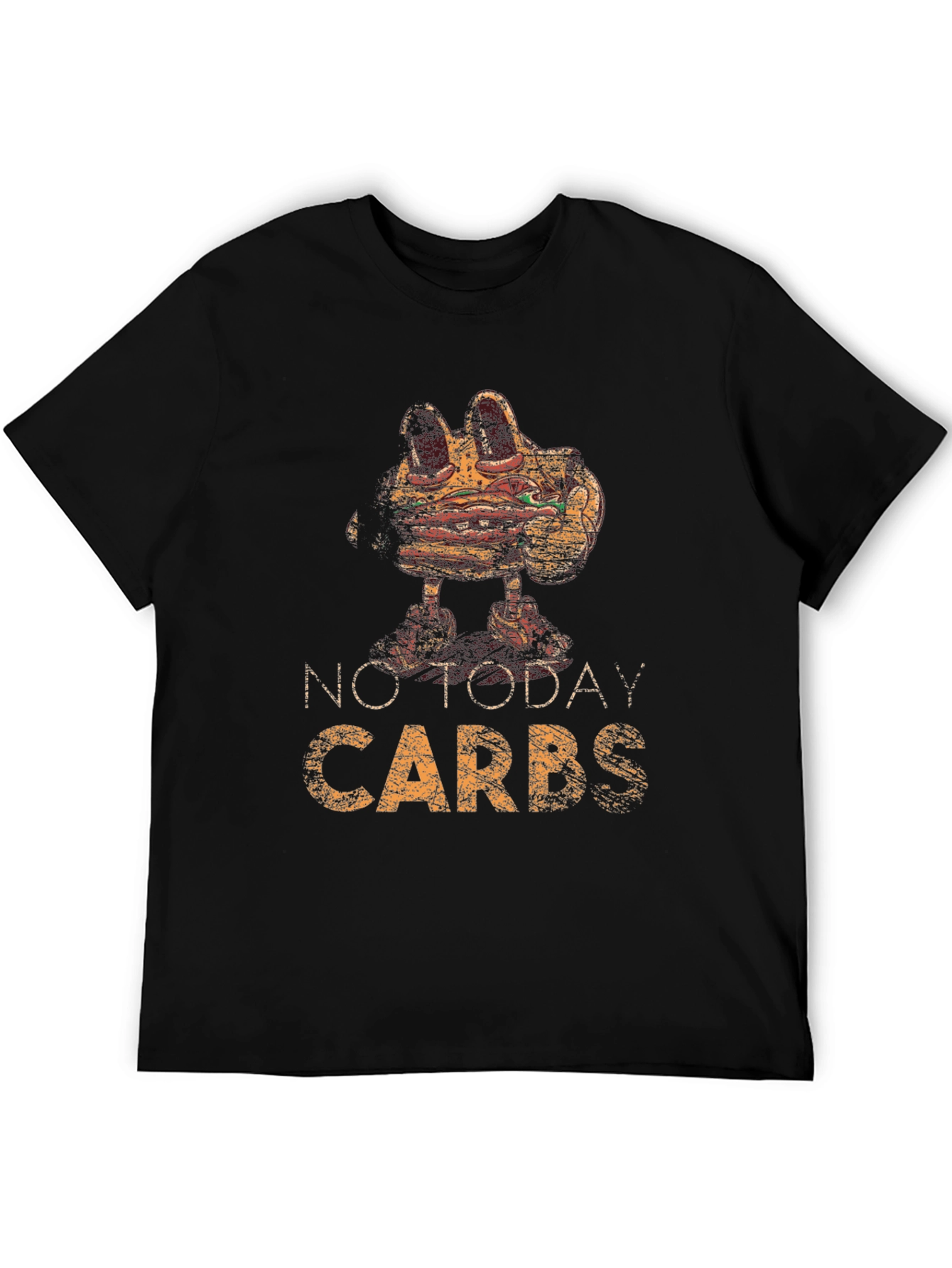 Black No Today Carbs Graphic Tee Funny Diet T-Shirt view 5