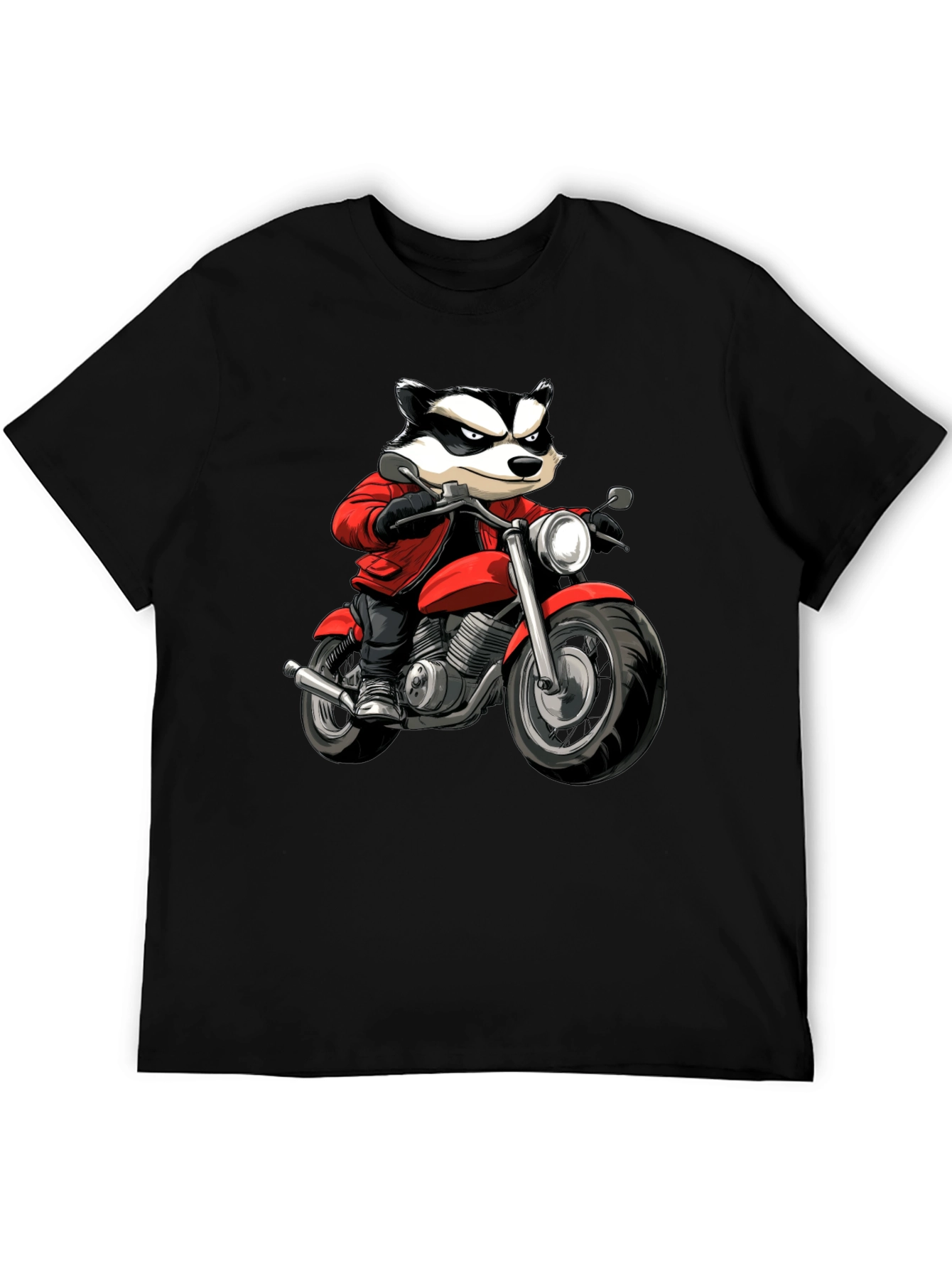 Black Badger Biker Graphic T-Shirt - Cool Cartoon Ride view 5
