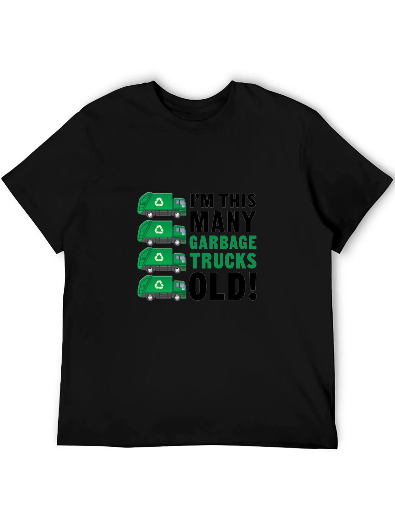 Black Funny Garbage Truck Birthday T-Shirt view 5
