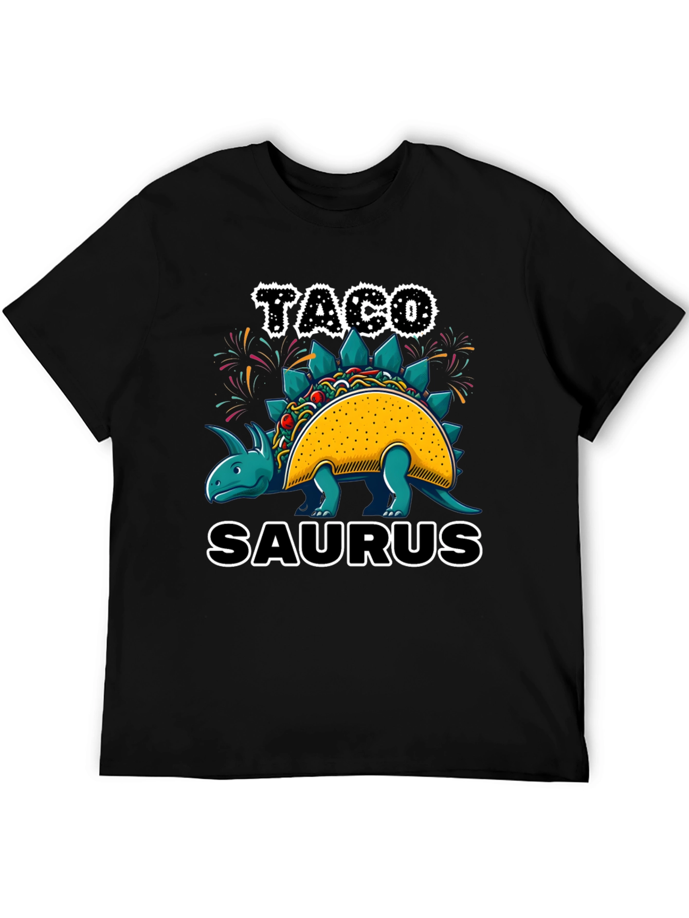 Black Taco-Saurus Black T-Shirt view 5