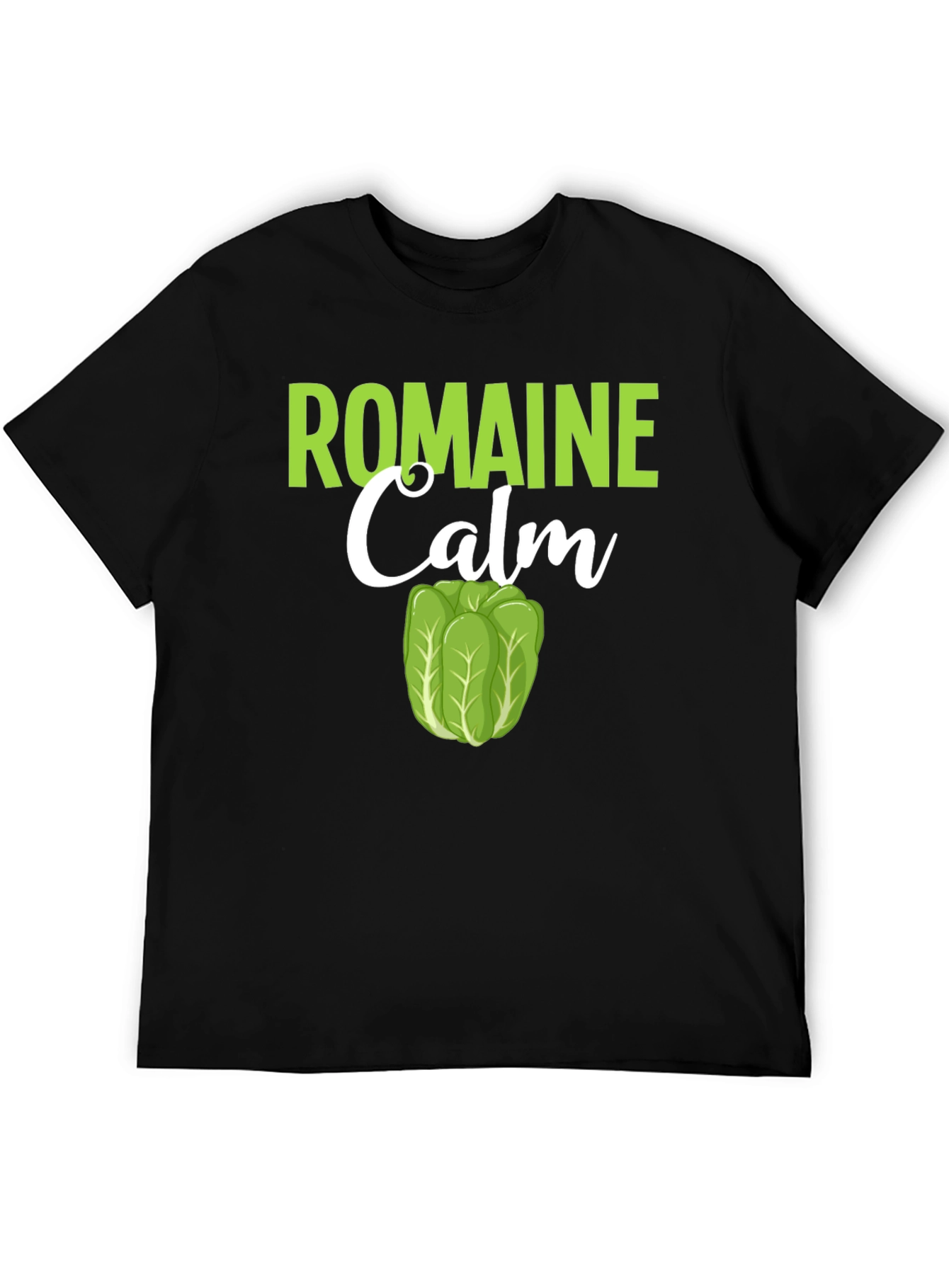 Black Romaine Calm Funny Lettuce Graphic T-Shirt view 5