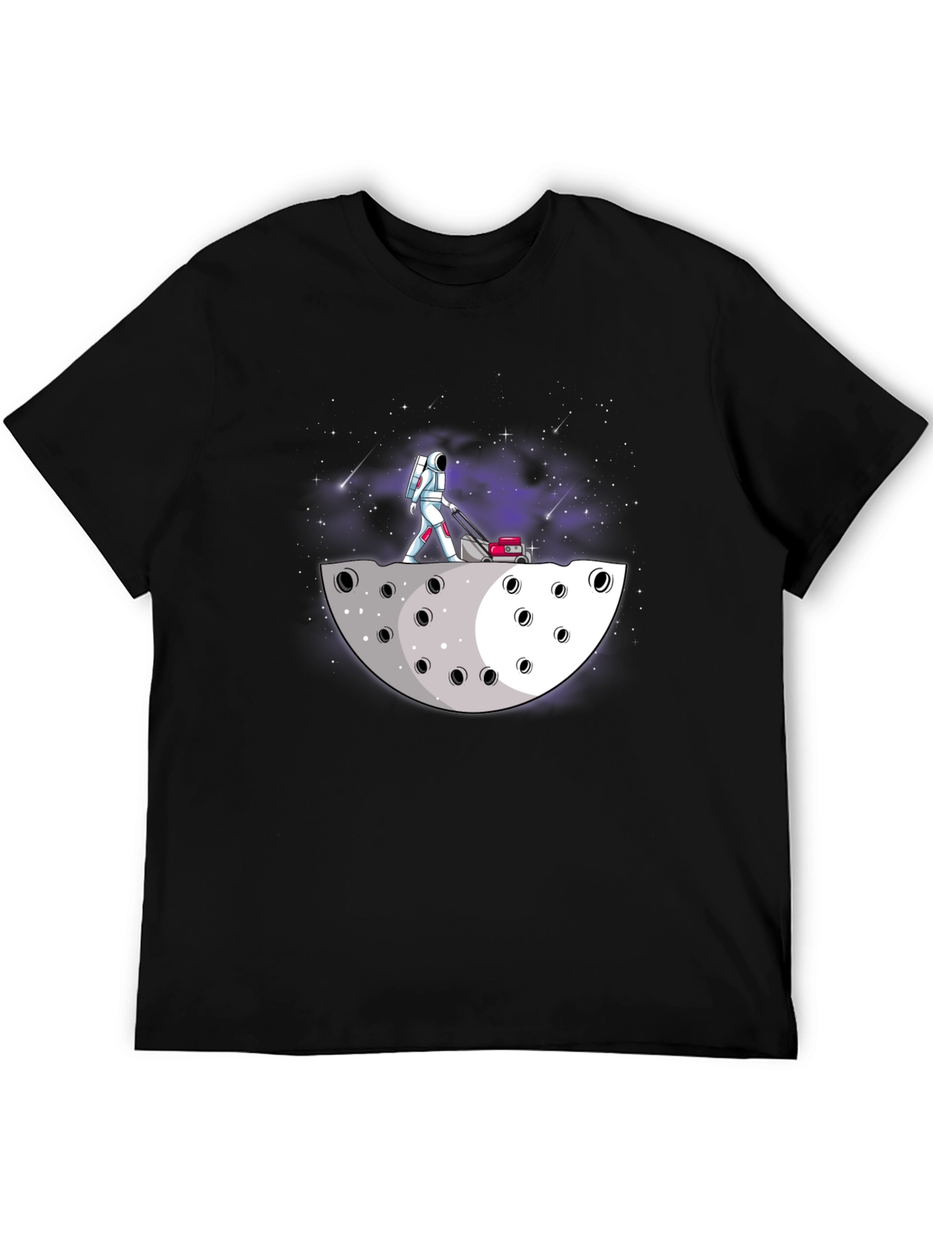 Black Astronaut Moon Lawn Care T-Shirt view 5