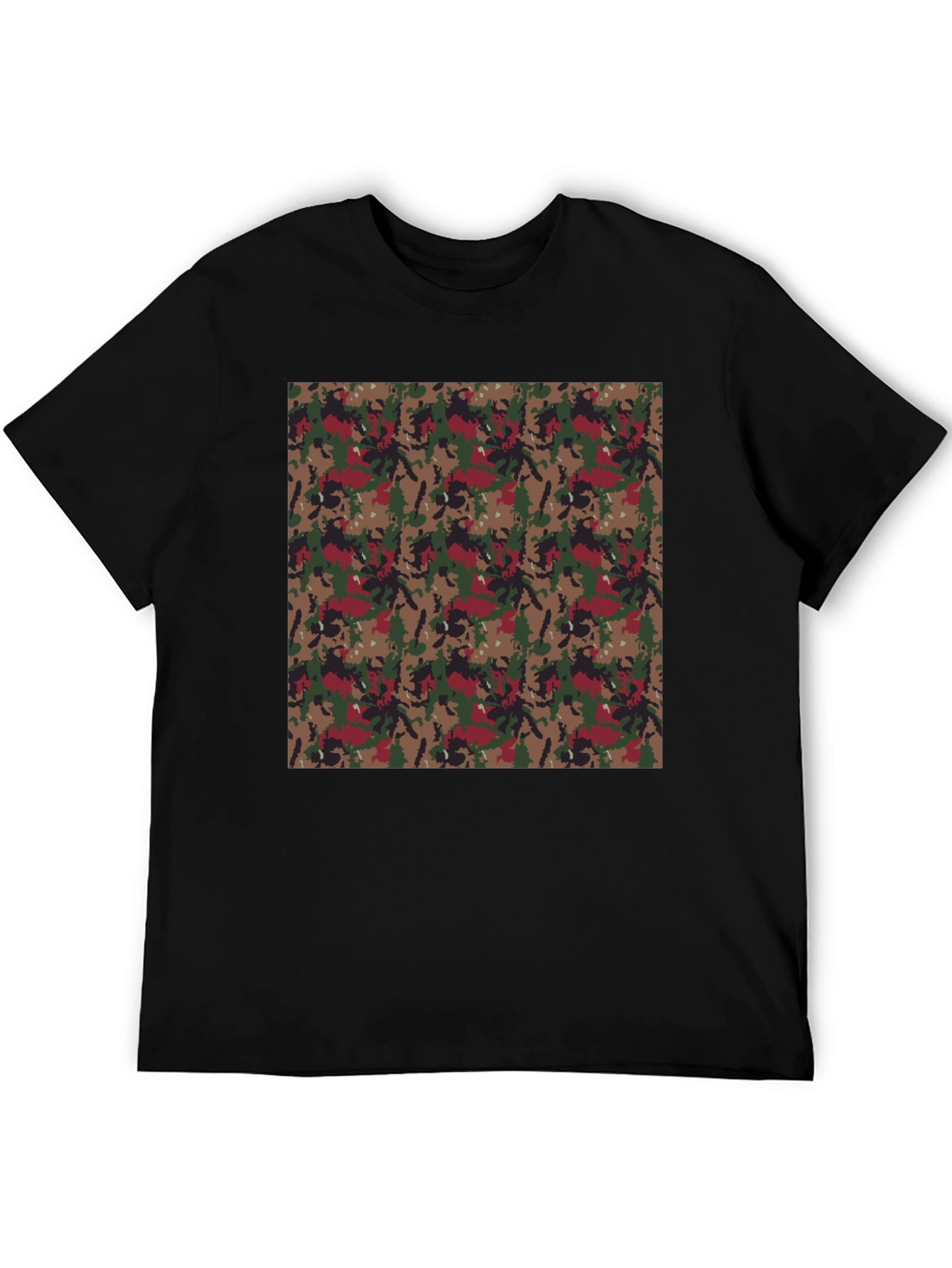 Black Camouflage Print Black T-Shirt view 5
