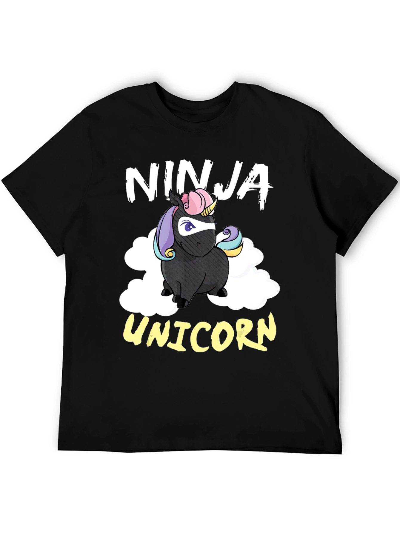 Black Ninja Unicorn Graphic Tee - Funny Cartoon T-Shirt view 5