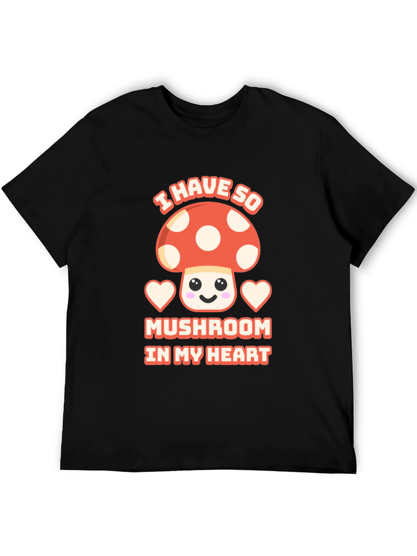 Black Mushroom Heart T-Shirt Cute Kawaii Tee view 5