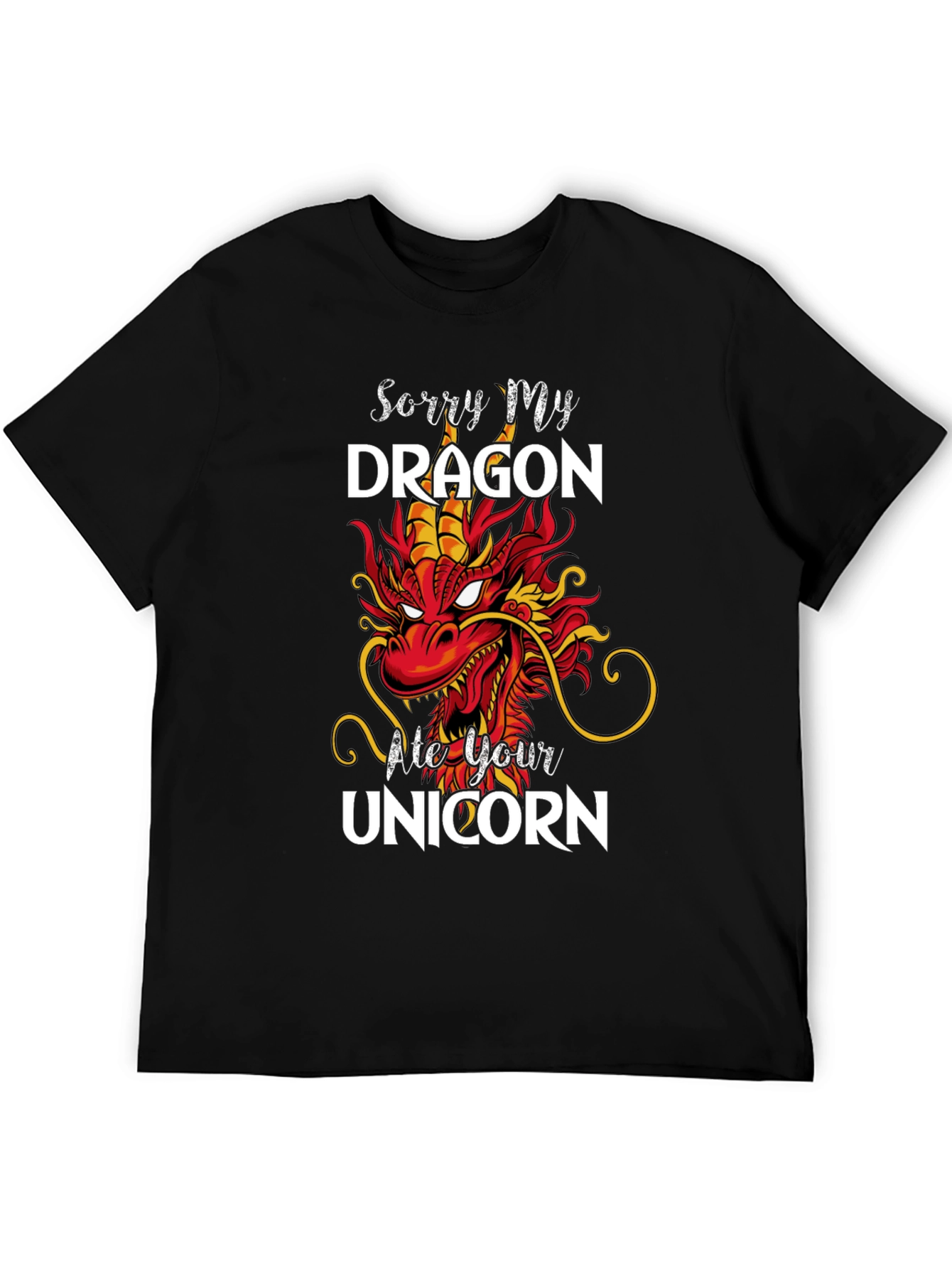 Black Sorry My Dragon Ate Your Unicorn T-Shirt view 5