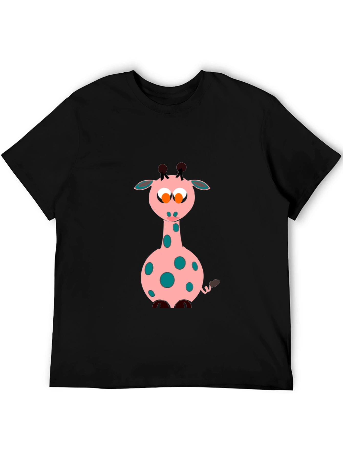 Black Cartoon Giraffe Black T-Shirt view 5