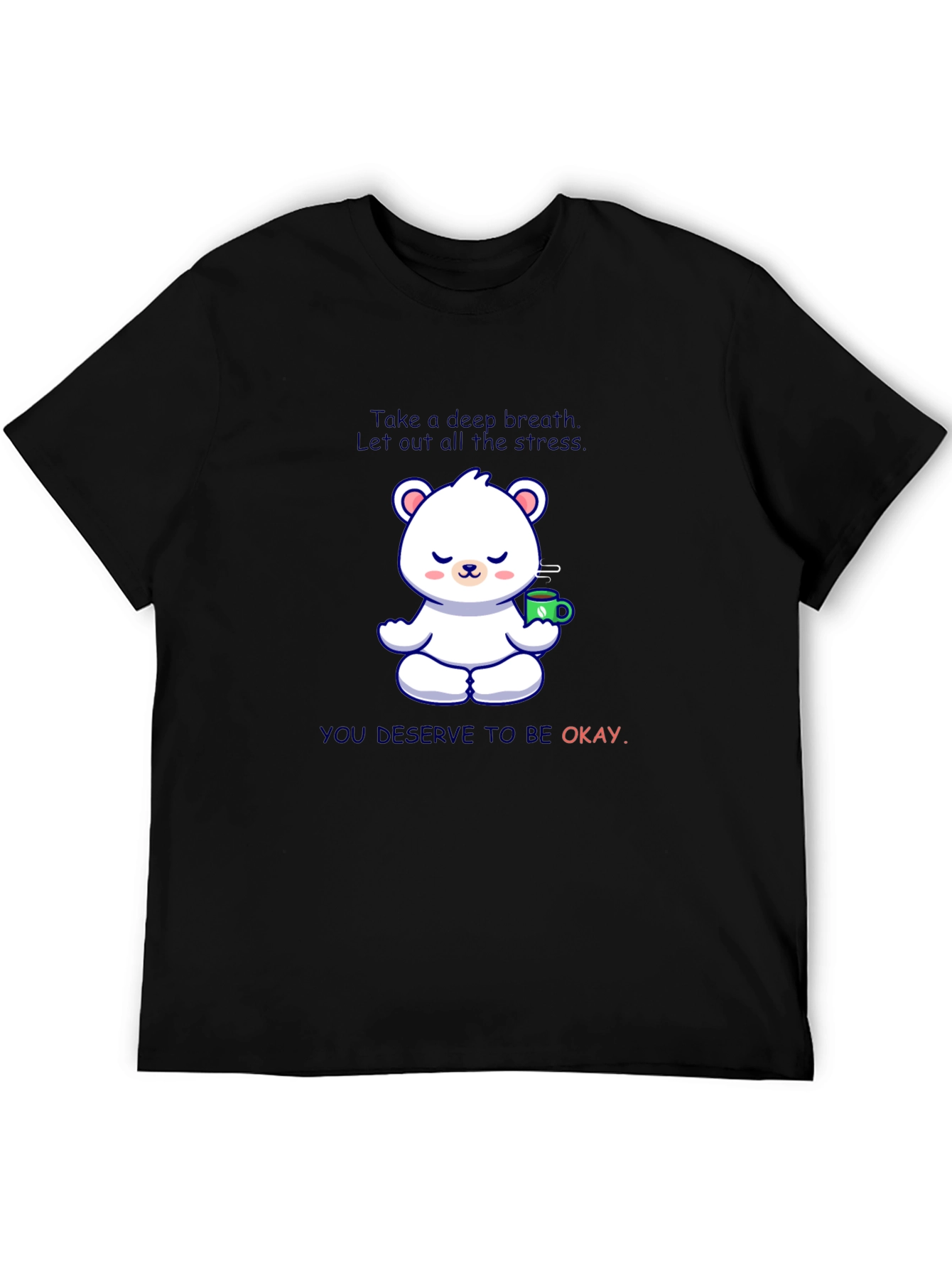 Black Relaxing Bear T-Shirt: Take a Deep Breath view 5