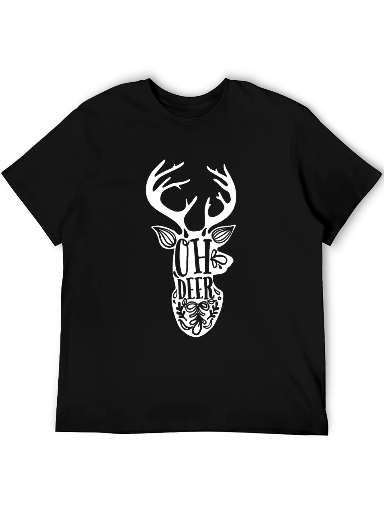 Black Oh Deer Graphic Tee - Black Cotton T-Shirt view 5