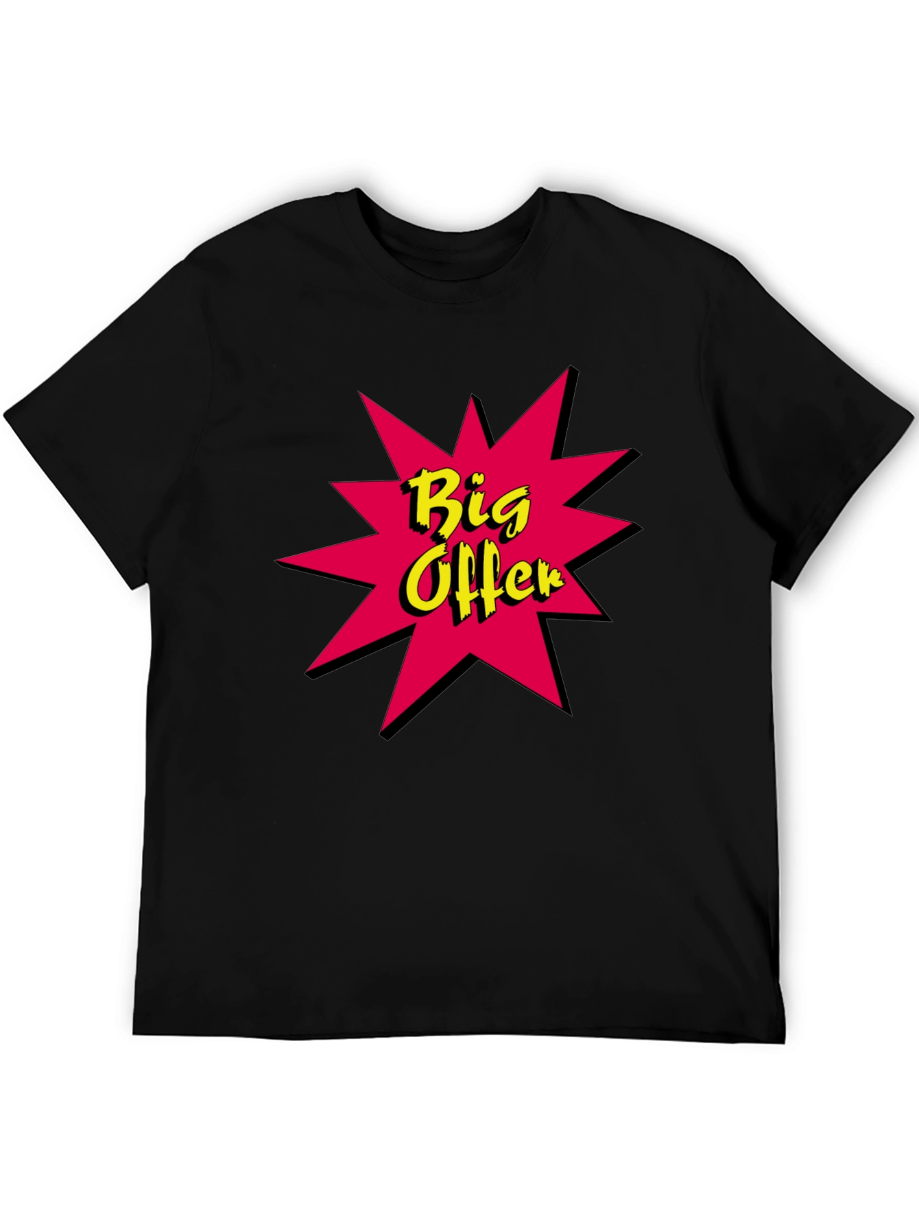 Black Big Offer Graphic Tee - Stylish Black Cotton T-Shirt view 5