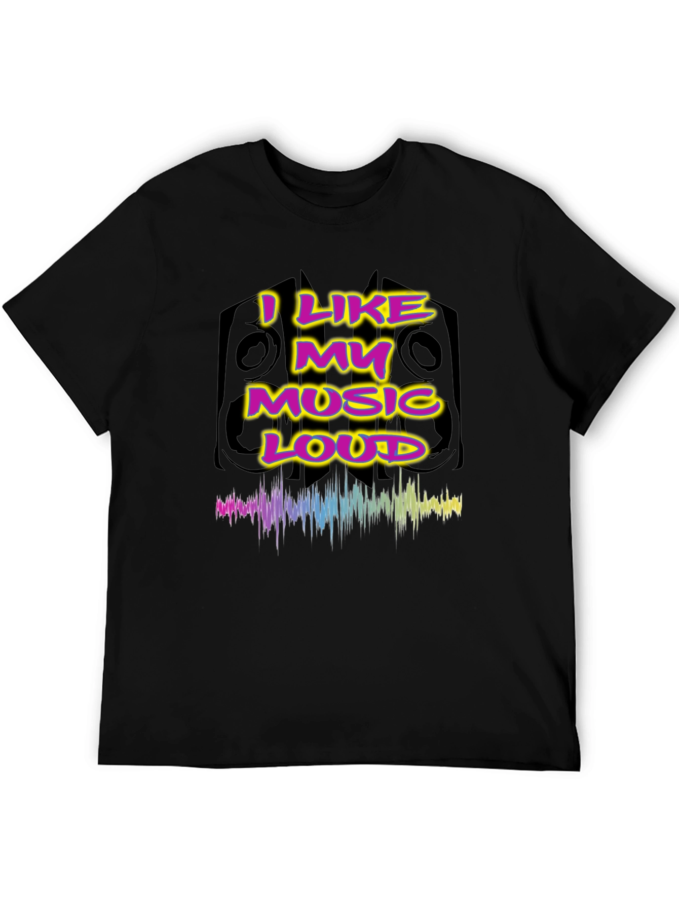 Black I Like My Music Loud Graphic Tee - Black view 5