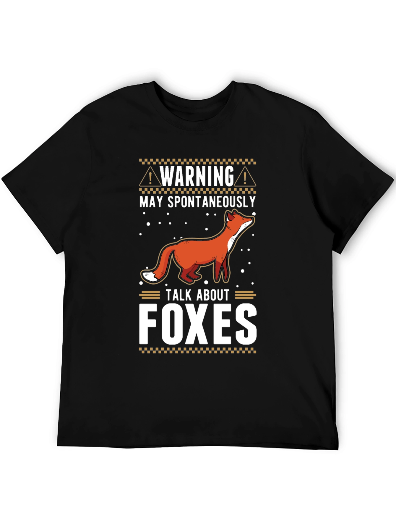 Black Warning May Spontaneously Talk About Foxes T-Shirt view 5