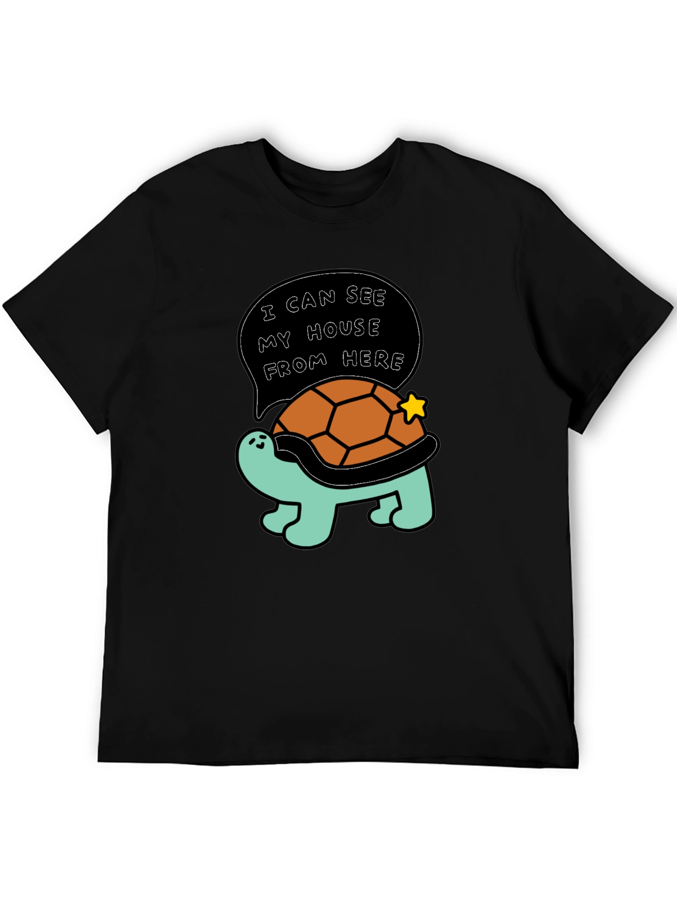 Black Funny Turtle T-Shirt - I Can See My House From Here view 5