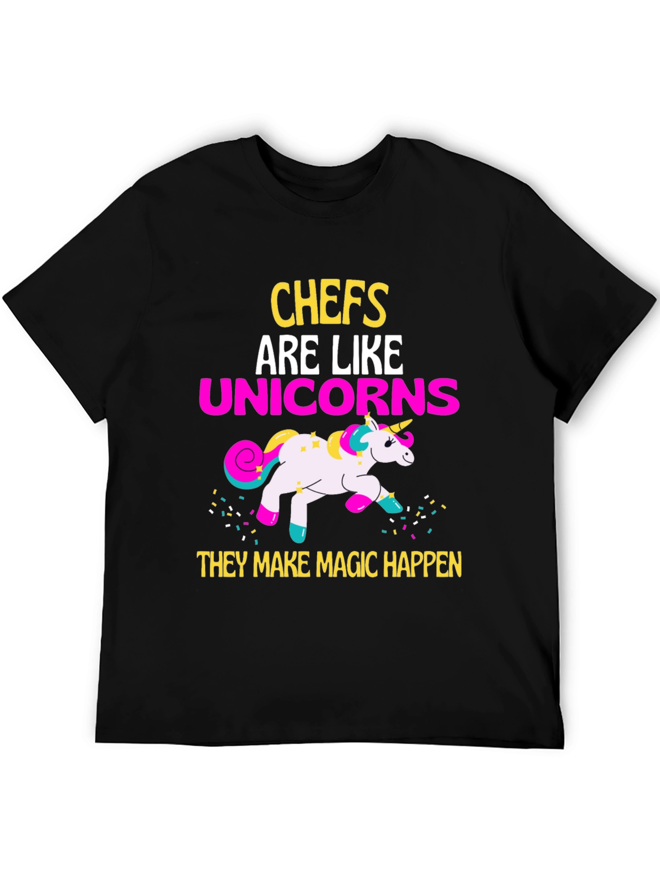 Black Chef Unicorn Graphic T-Shirt view 5