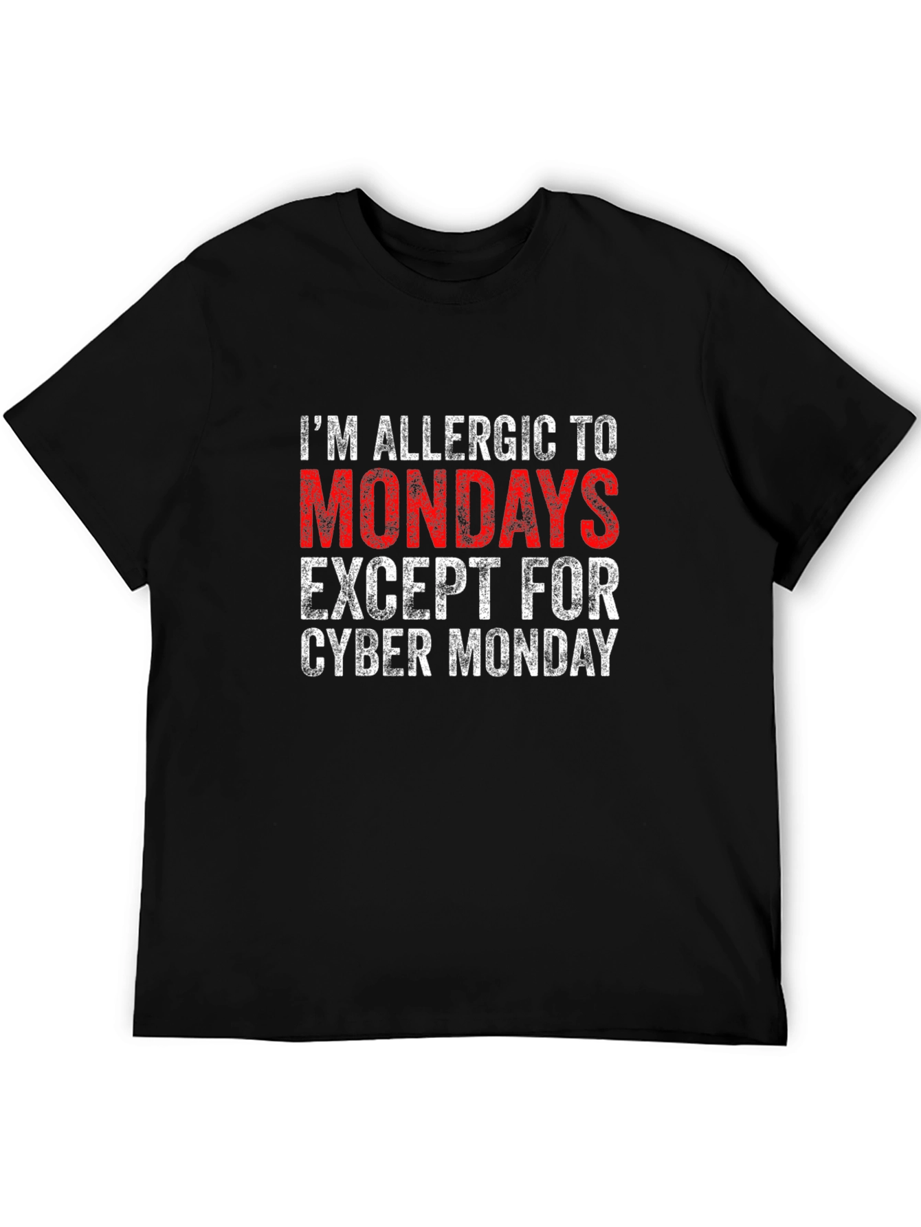 Black Allergic to Mondays Graphic Tee - Cyber Monday Humor T-Shirt view 5