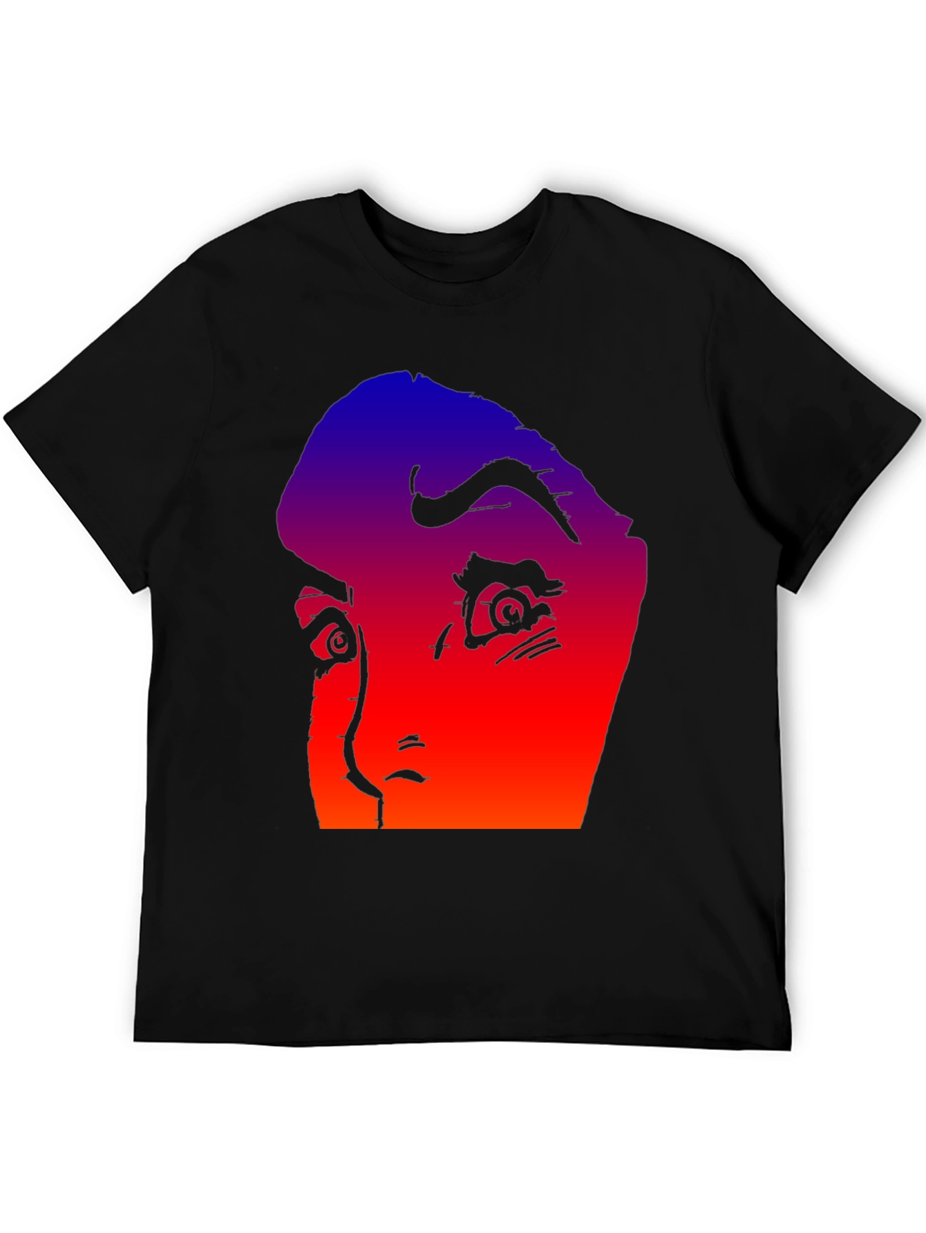 Black Gradient Horror Face Graphic Tee view 5