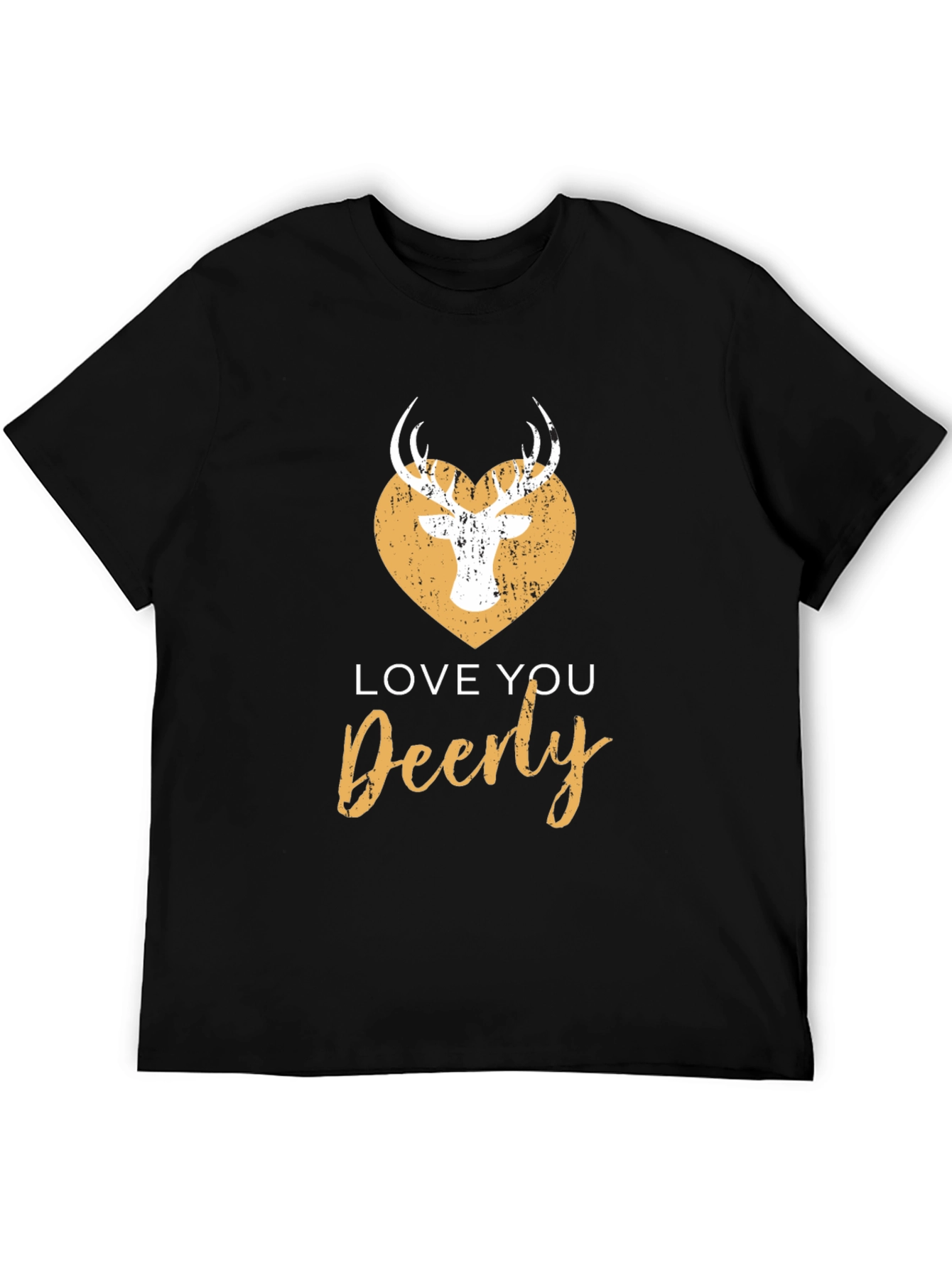 Black Love You Deerly Graphic Tee - Black Cotton T-Shirt view 5