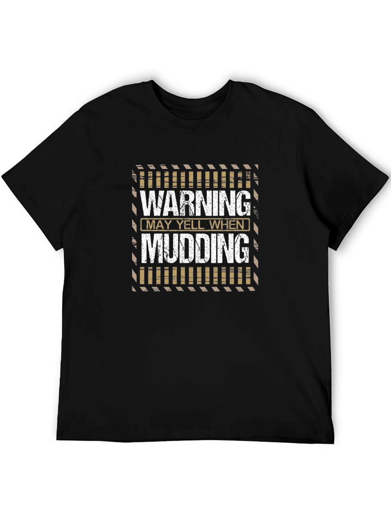 Black Warning May Yell Mudding Graphic T-Shirt view 5