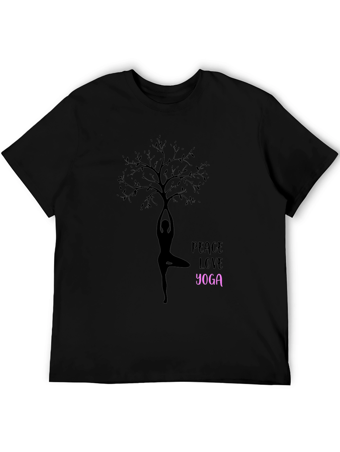 Black Peace Love Yoga T-Shirt - Black Cotton Blend Tee view 5