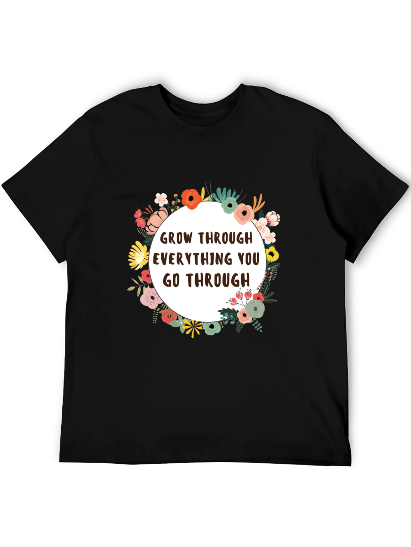 Black Floral Grow Through T-Shirt - Inspirational Tee view 5