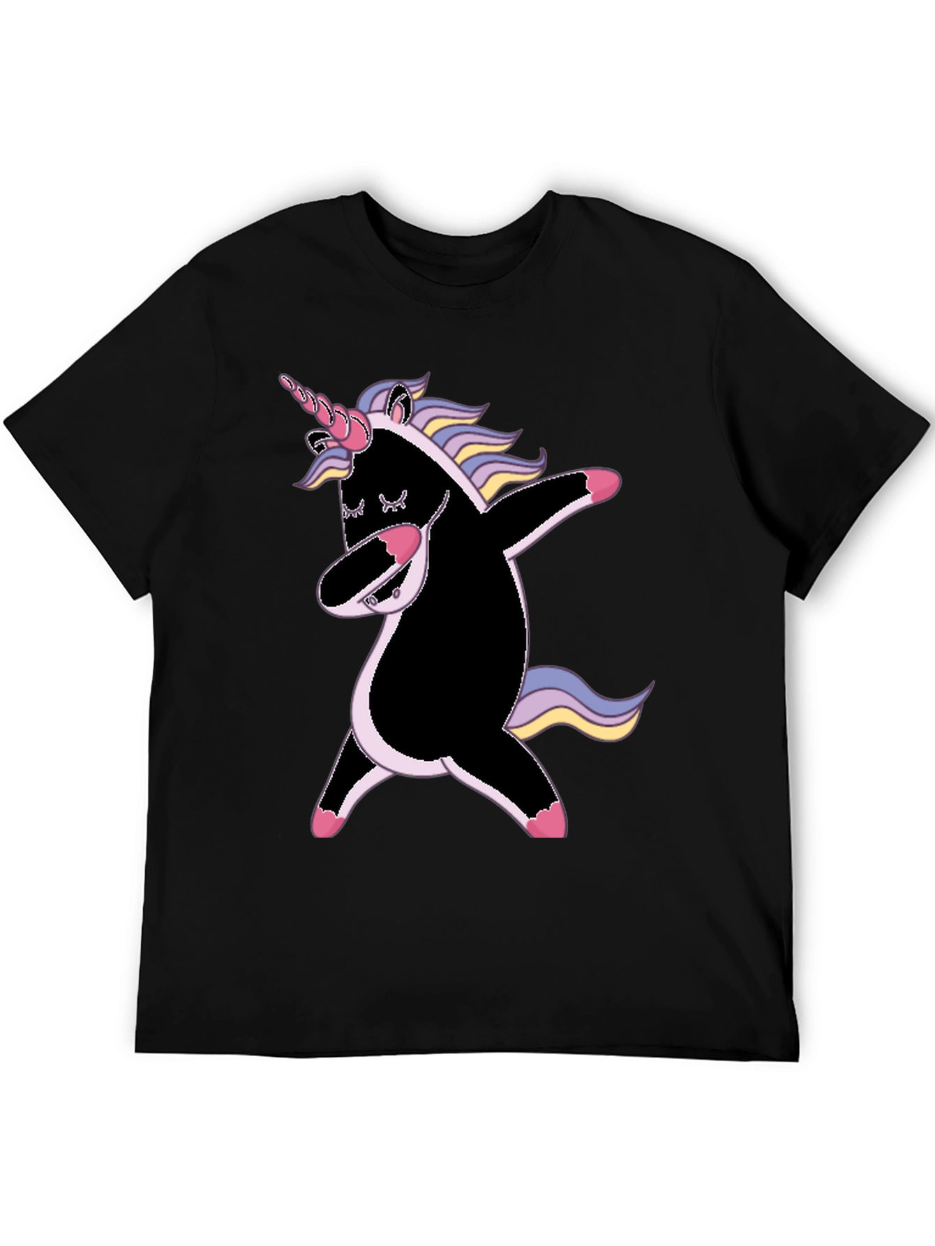 Black Dabbing Unicorn Graphic Tee - Black view 5