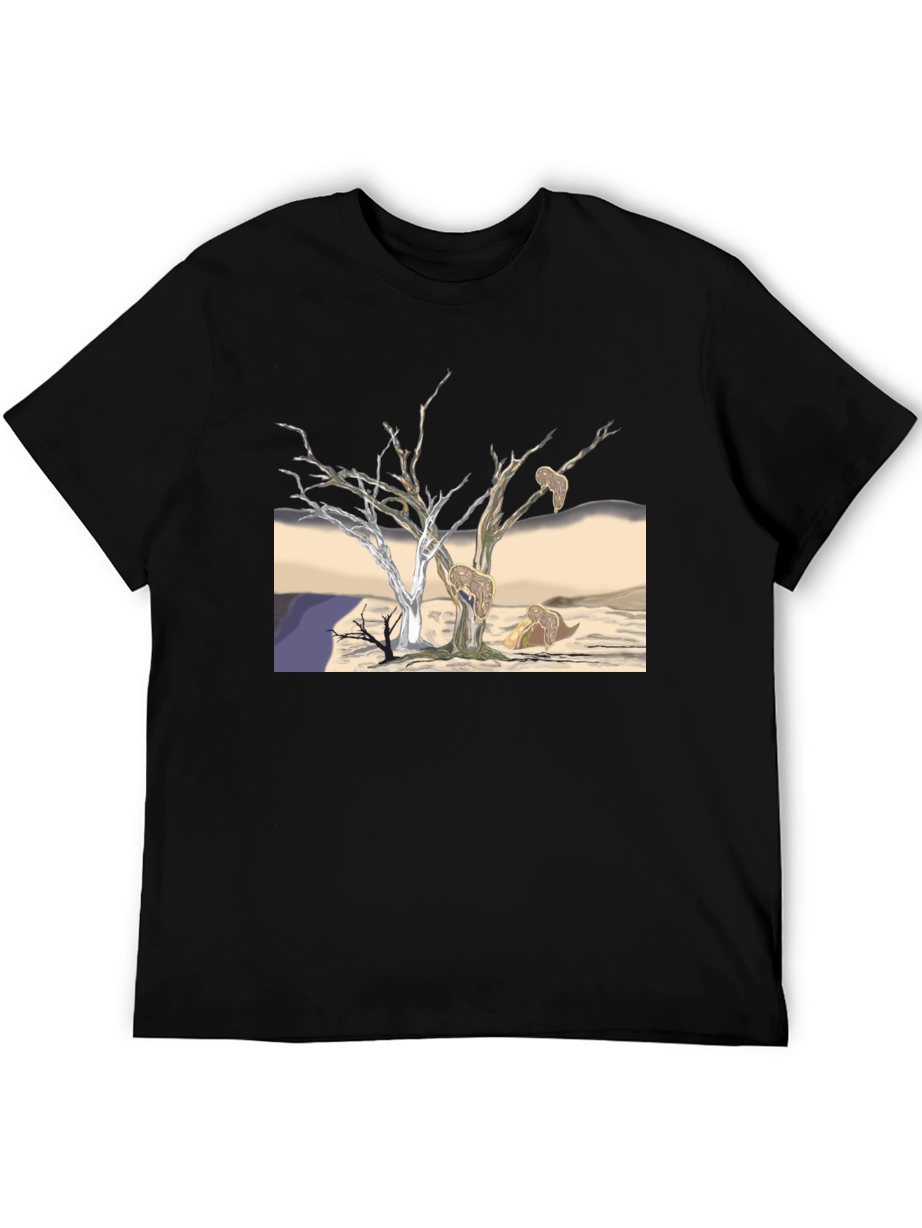 Black Surreal Tree Art Men's Black Tee view 5