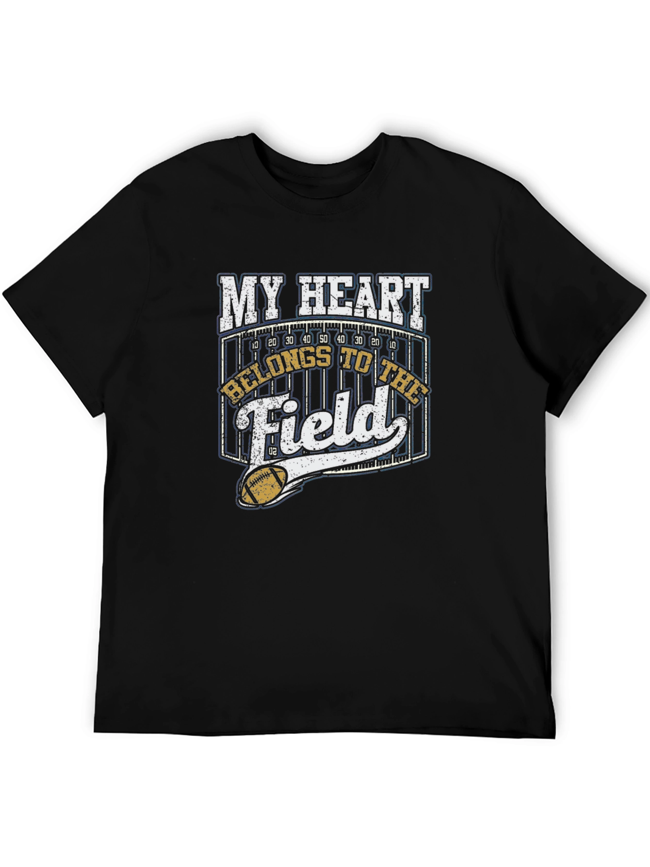Black My Heart Belongs to the Field Football T-Shirt view 5