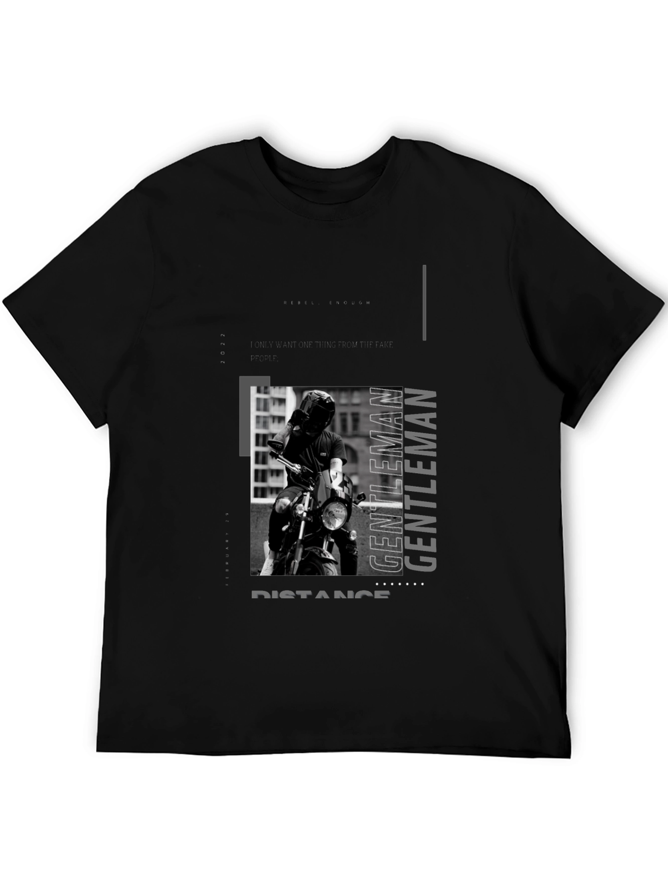 Black Stylish Black Motorcycle Rider Graphic Tee view 5