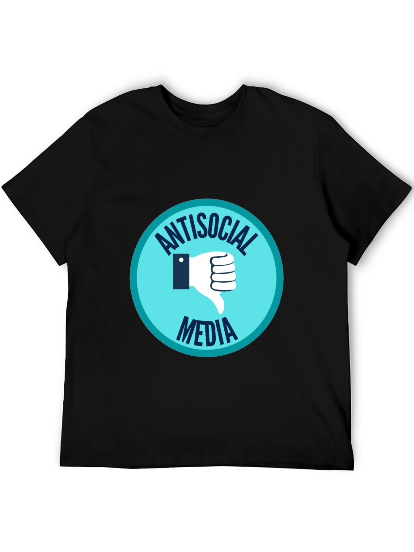 Black Antisocial Media Black T-Shirt with Thumbs Down Graphic view 5