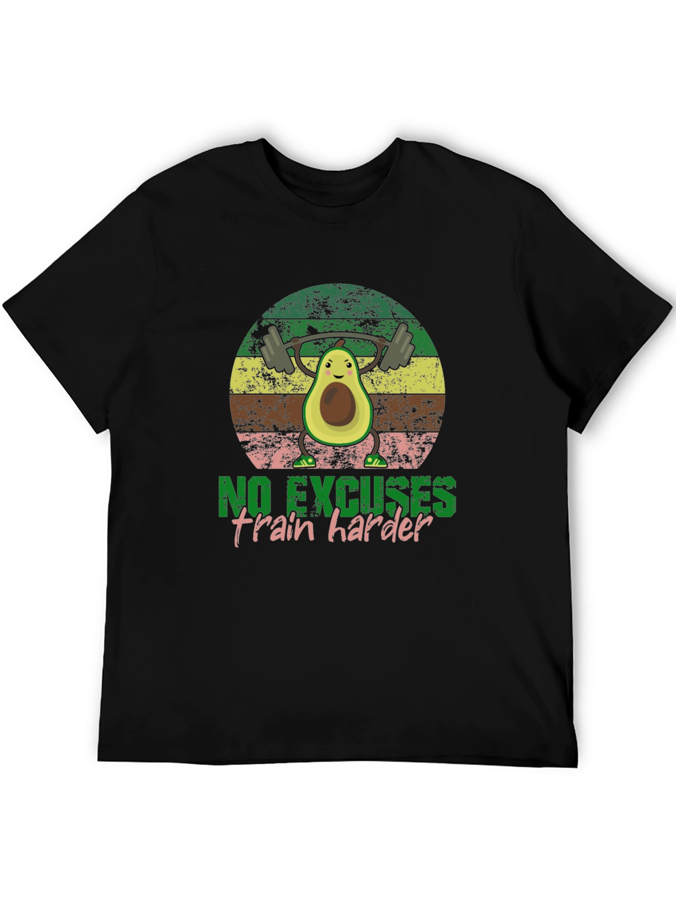 Black Funny Avocado Gym T-Shirt - No Excuses view 5