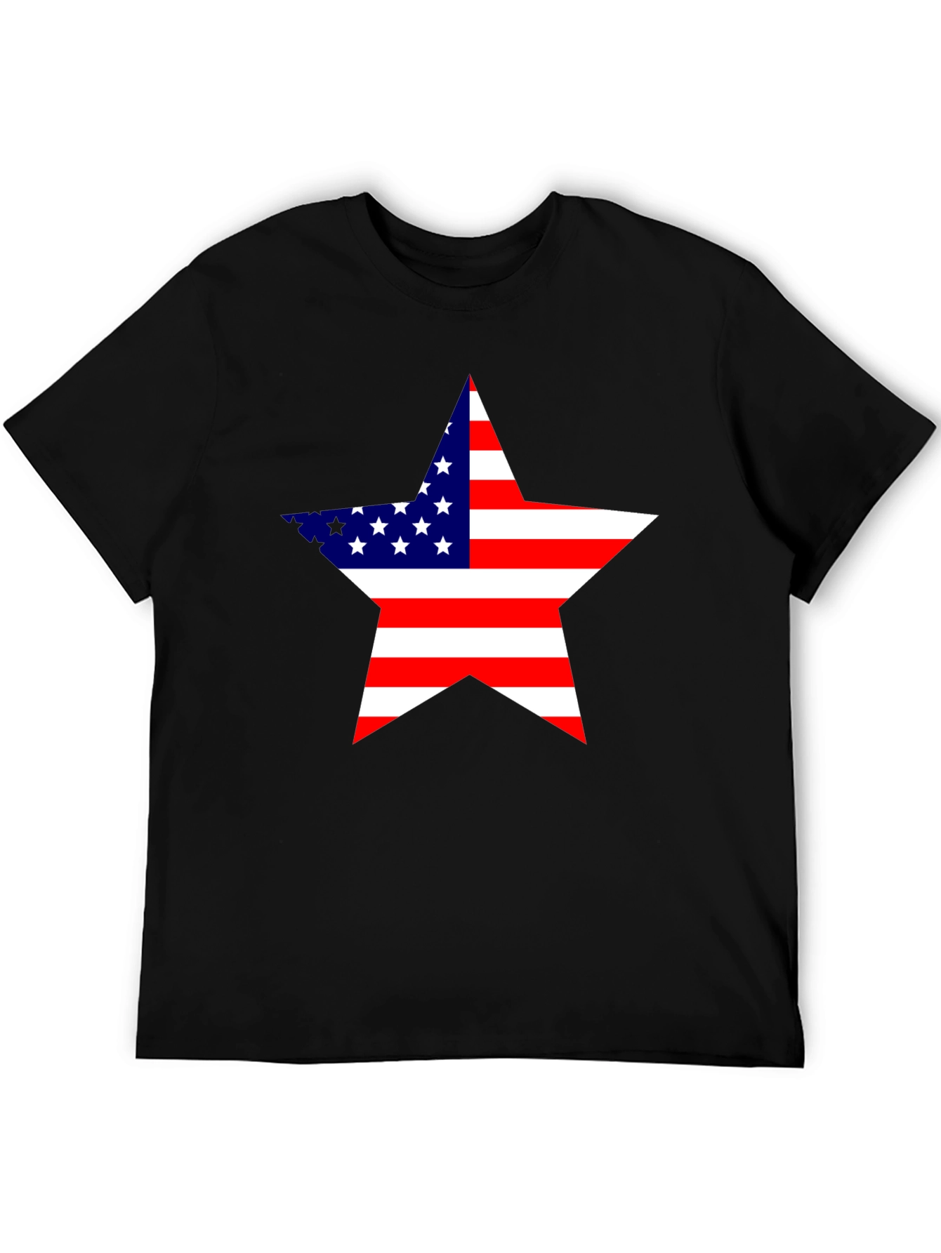 Black USA Flag Star Graphic Black T-Shirt view 5