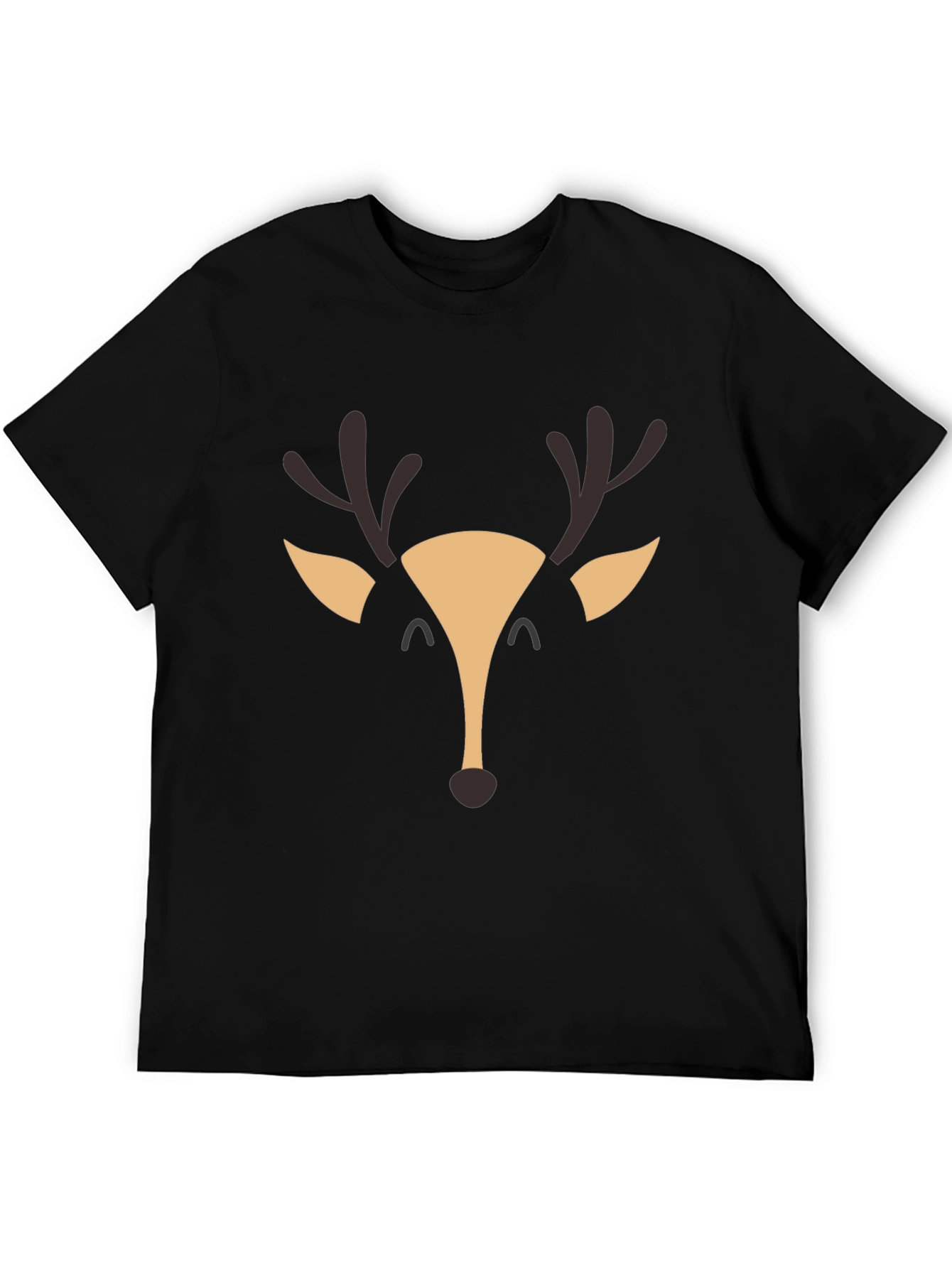 Black Reindeer Graphic Tee - Black Cotton Blend Shirt view 5