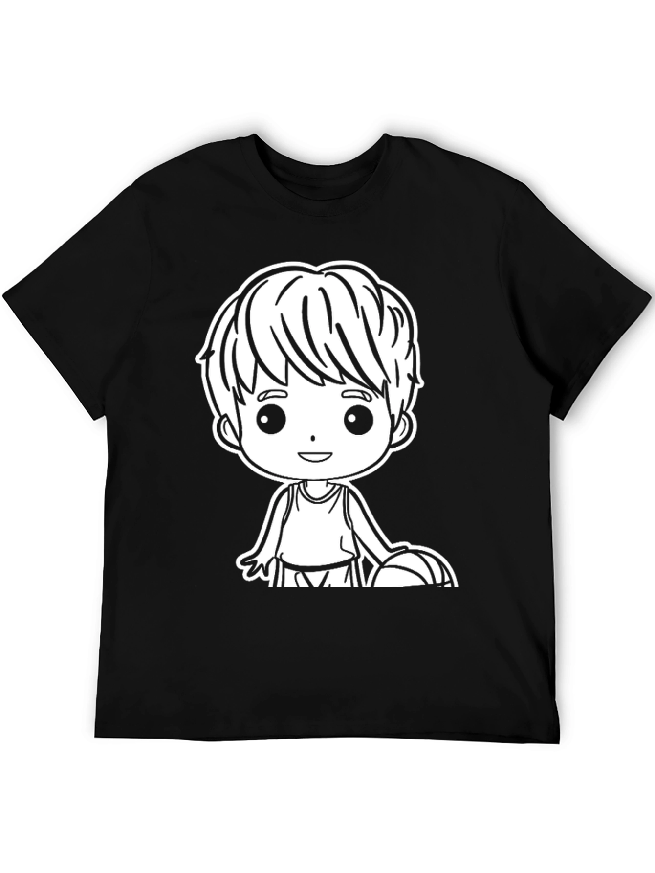 Black Cartoon Boy Basketball Graphic Tee - Black view 5
