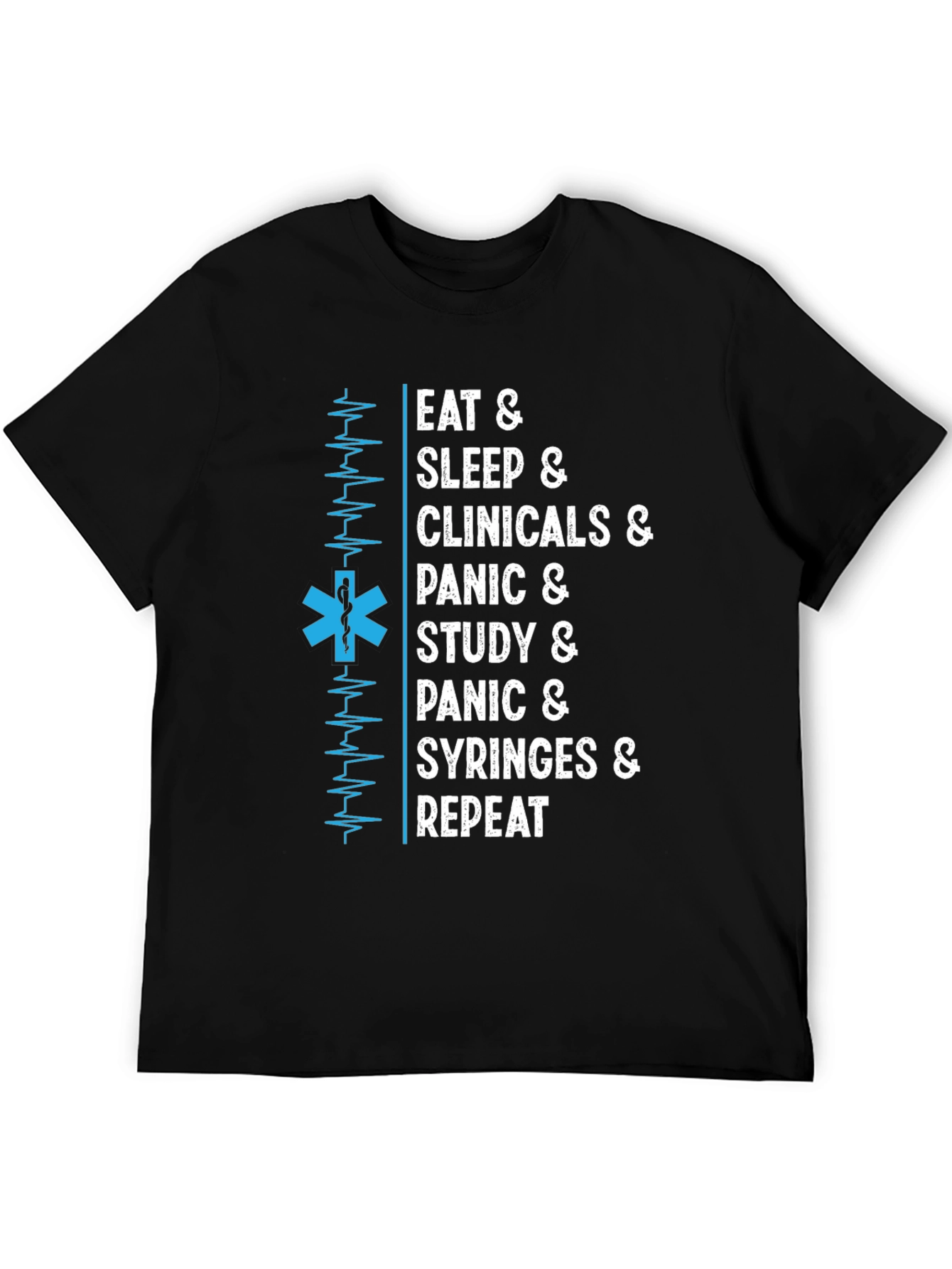 Black Eat Sleep Clinicals T-Shirt - Medical Student Tee view 5