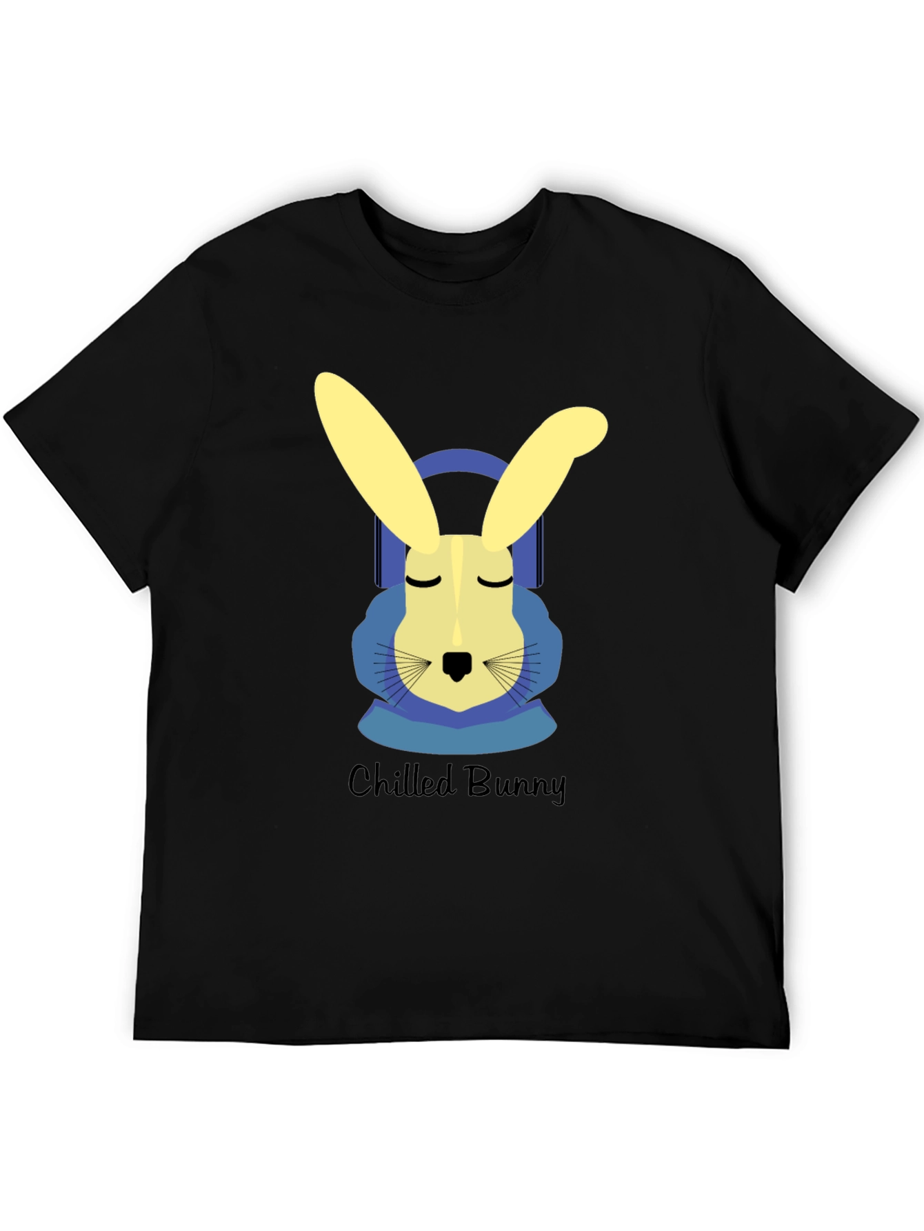 Black Chilled Bunny Graphic Tee - Black Cotton T-Shirt view 5