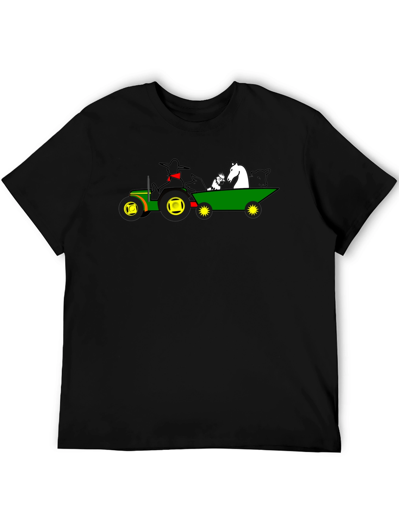 Black Farm Animal Tractor Ride T-Shirt view 5