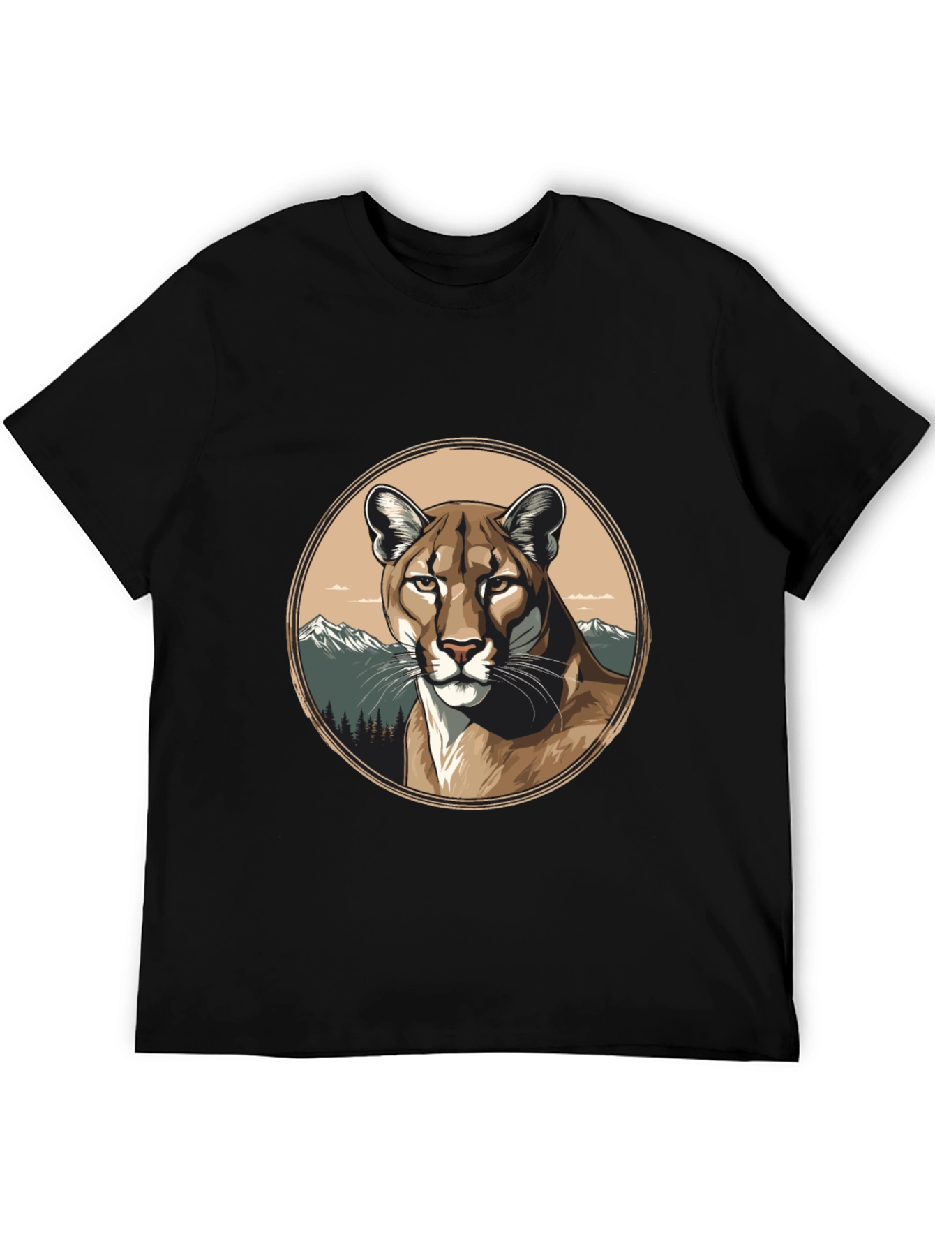 Black Mountain Lion Graphic Tee - Premium Black T-Shirt view 5
