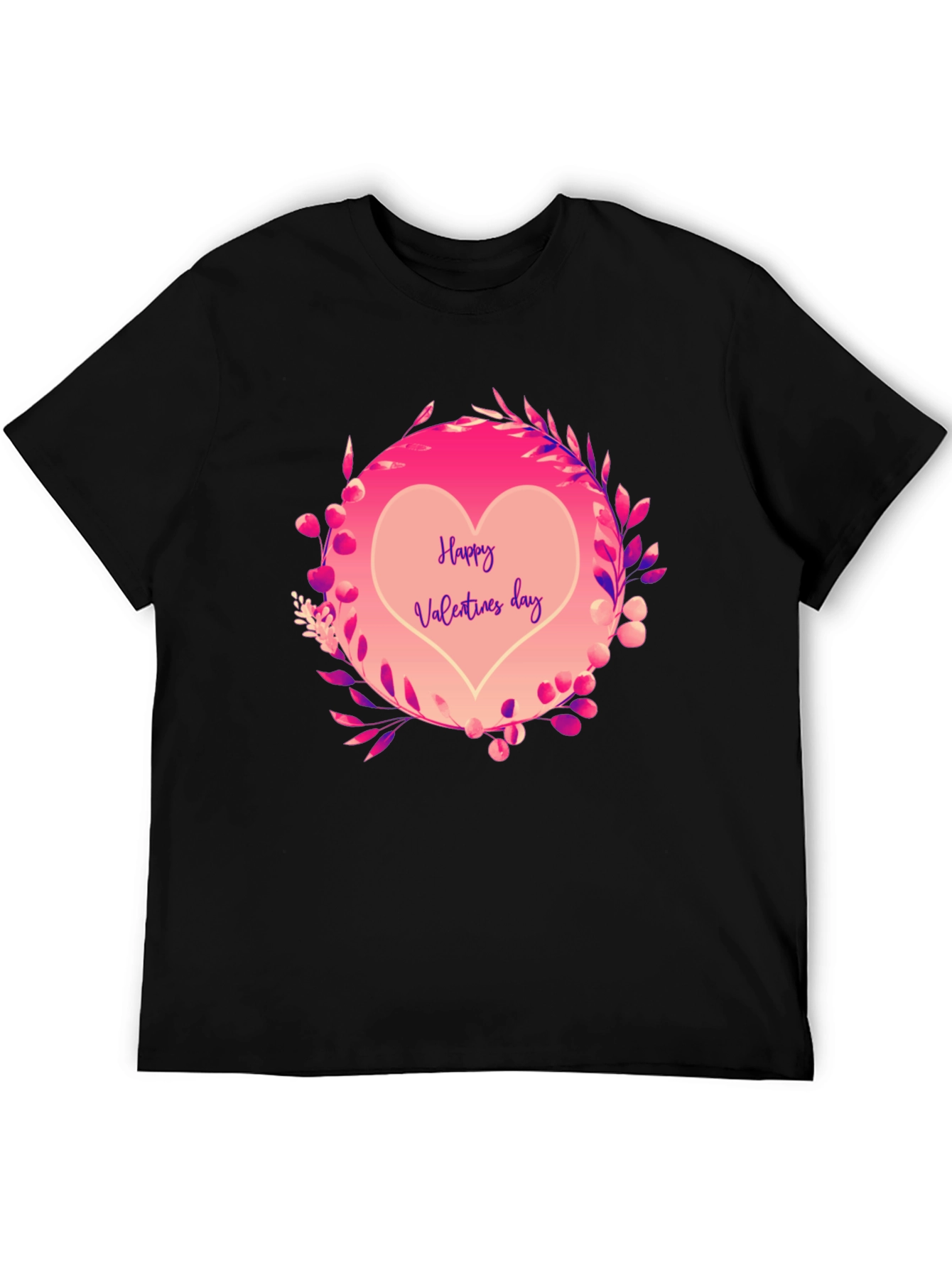 Black Happy Valentine's Day Heart Graphic Tee - Black view 5