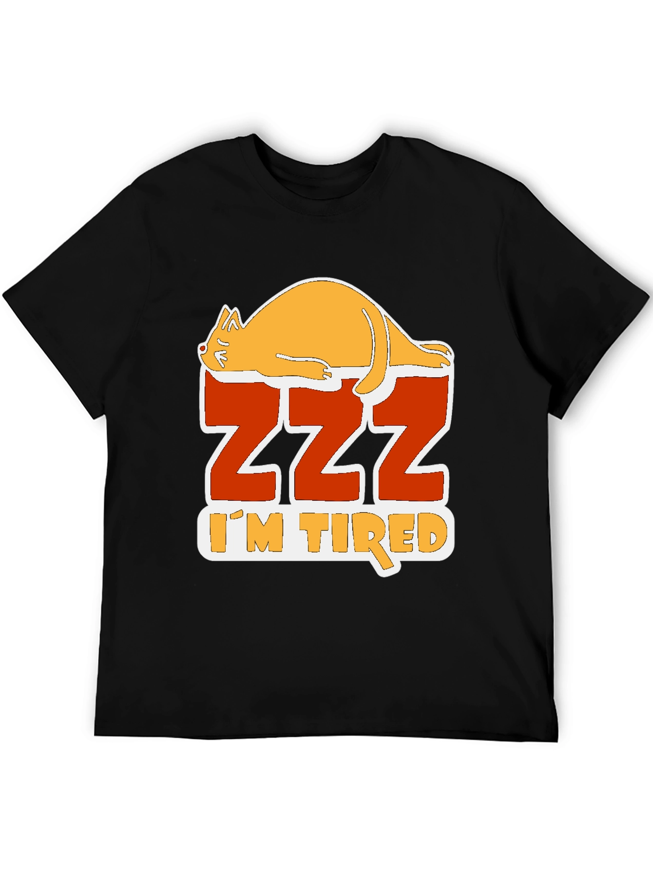 Black Funny Cat Zzz I'm Tired Graphic T-Shirt view 5