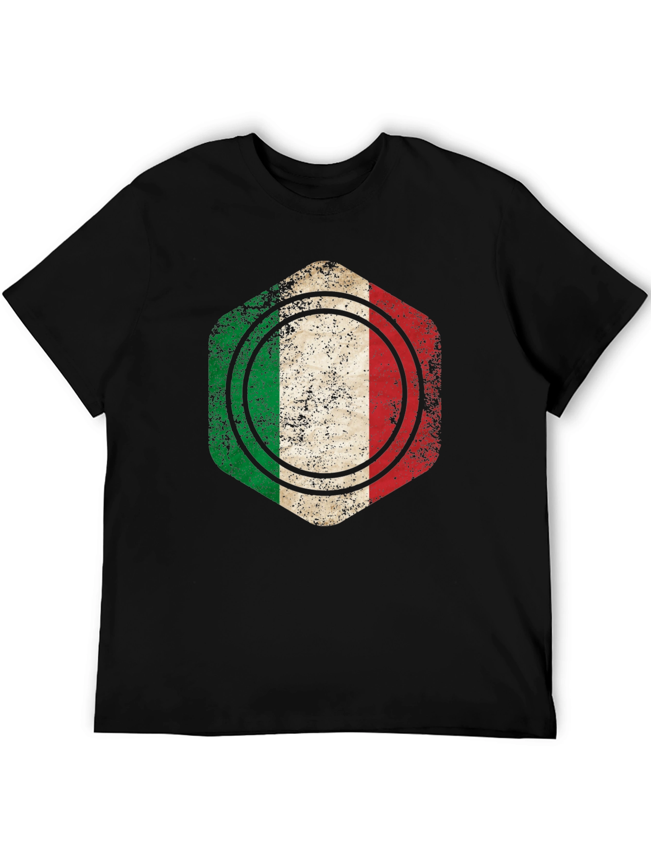 Black Italian Flag Graphic T-Shirt - Black Cotton Tee view 5