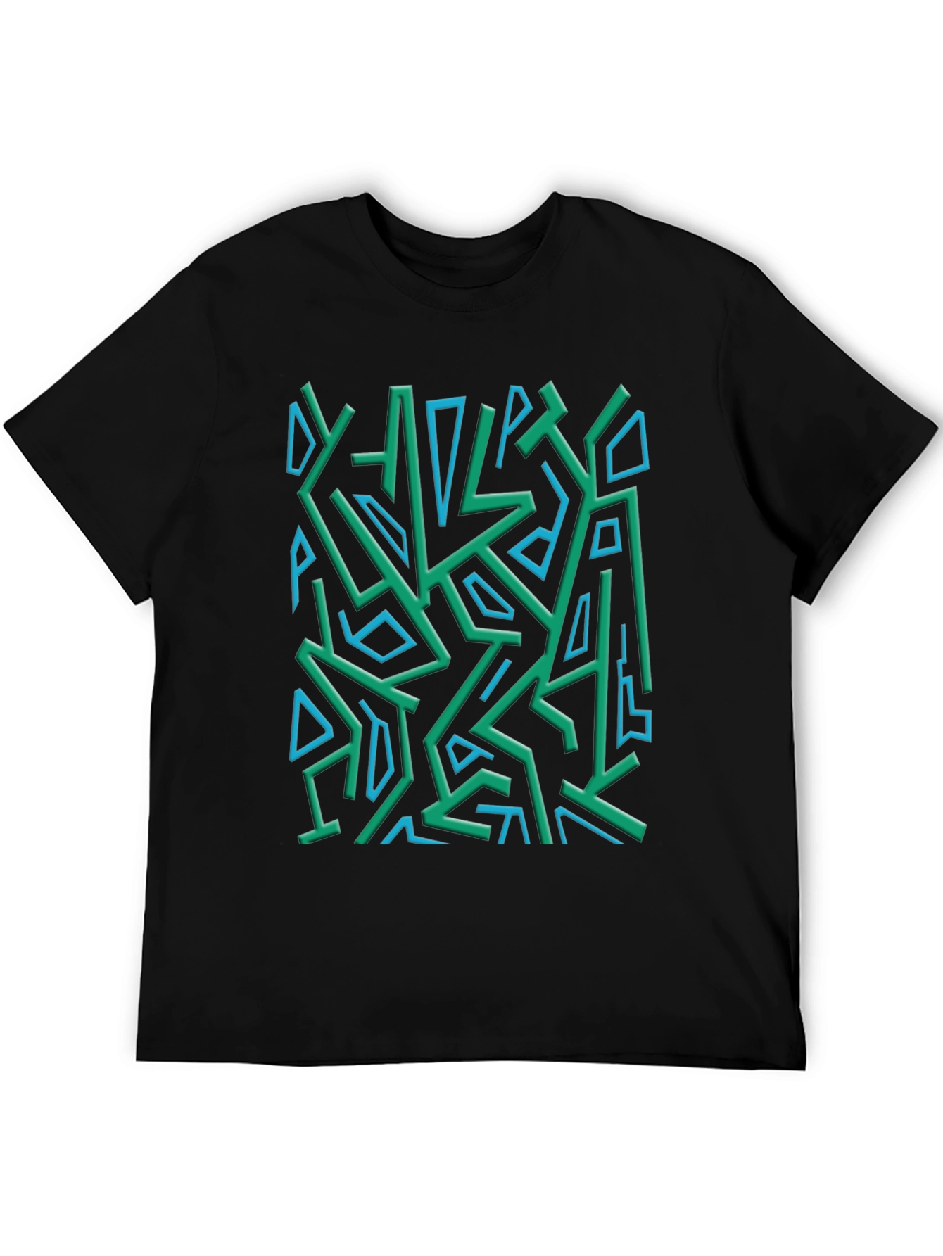 Black Abstract Geometric Print Crew Neck Tee view 5