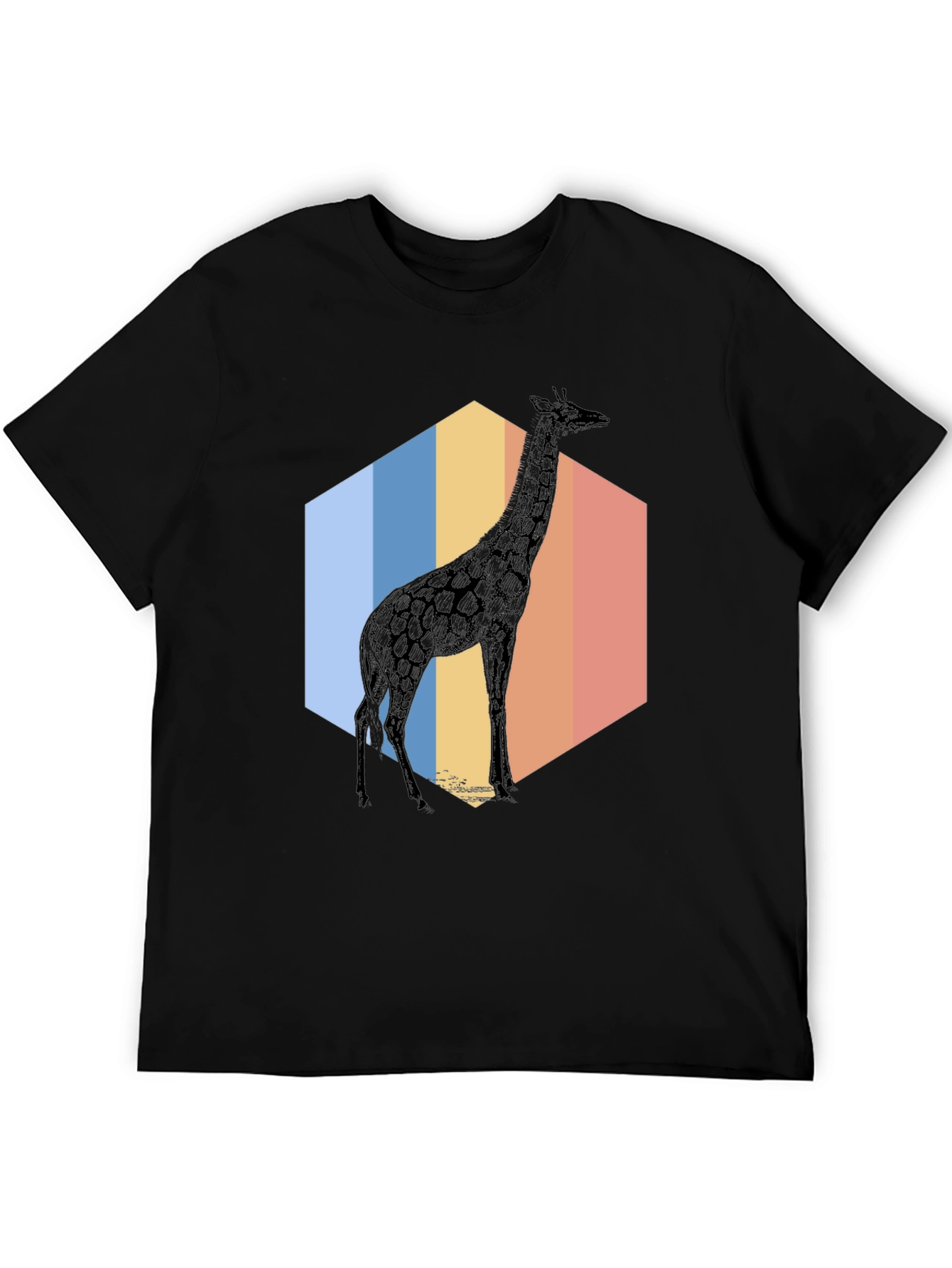 Black Giraffe Hexagon T-Shirt - Cool Animal Graphic Tee view 5