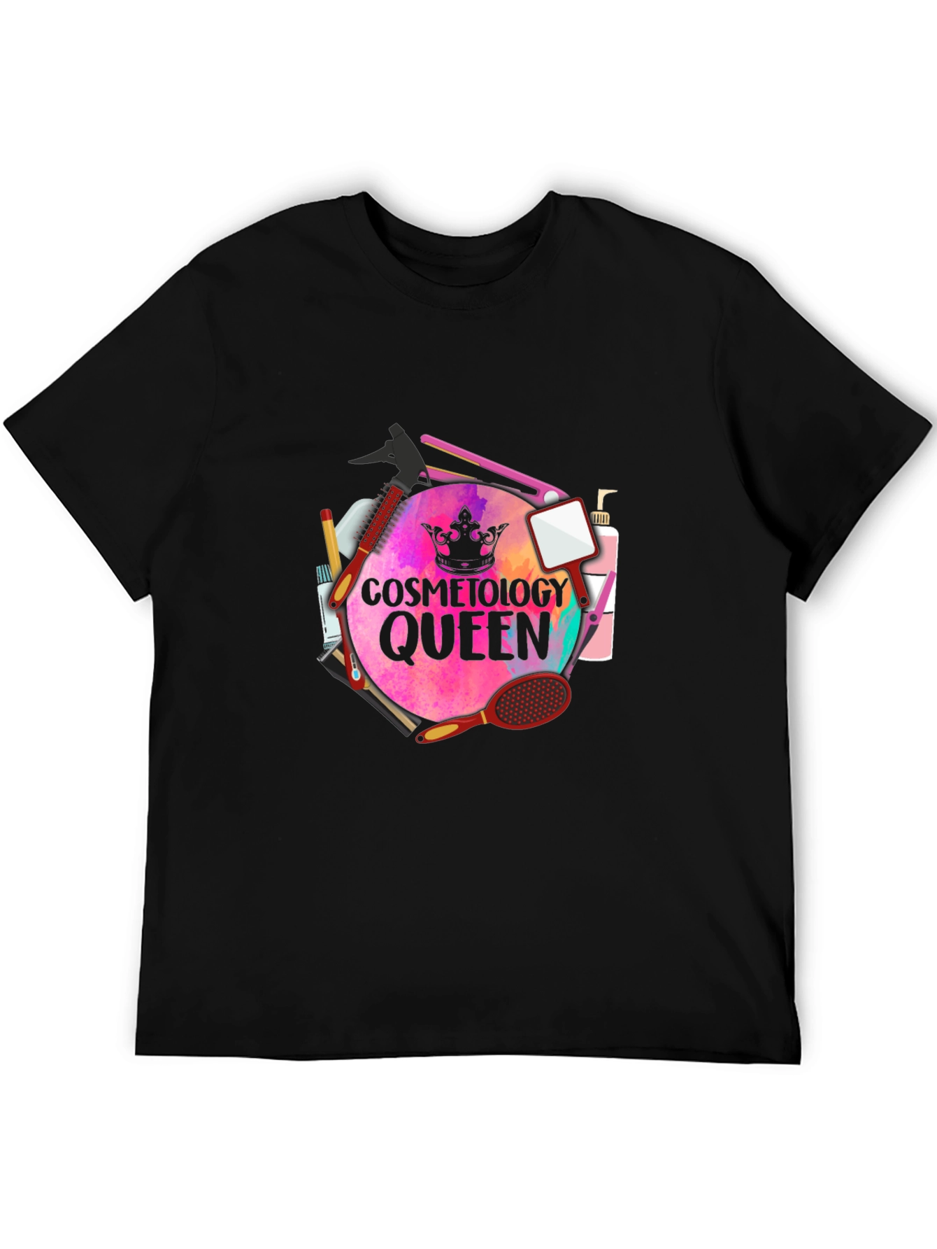 Black Cosmetology Queen T-Shirt - Stylish Salon Apparel view 5