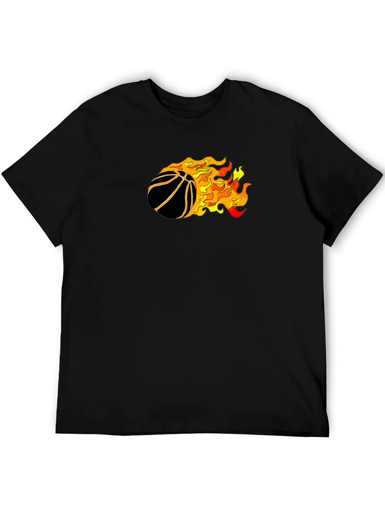 Black Flaming Basketball Graphic T-Shirt view 5