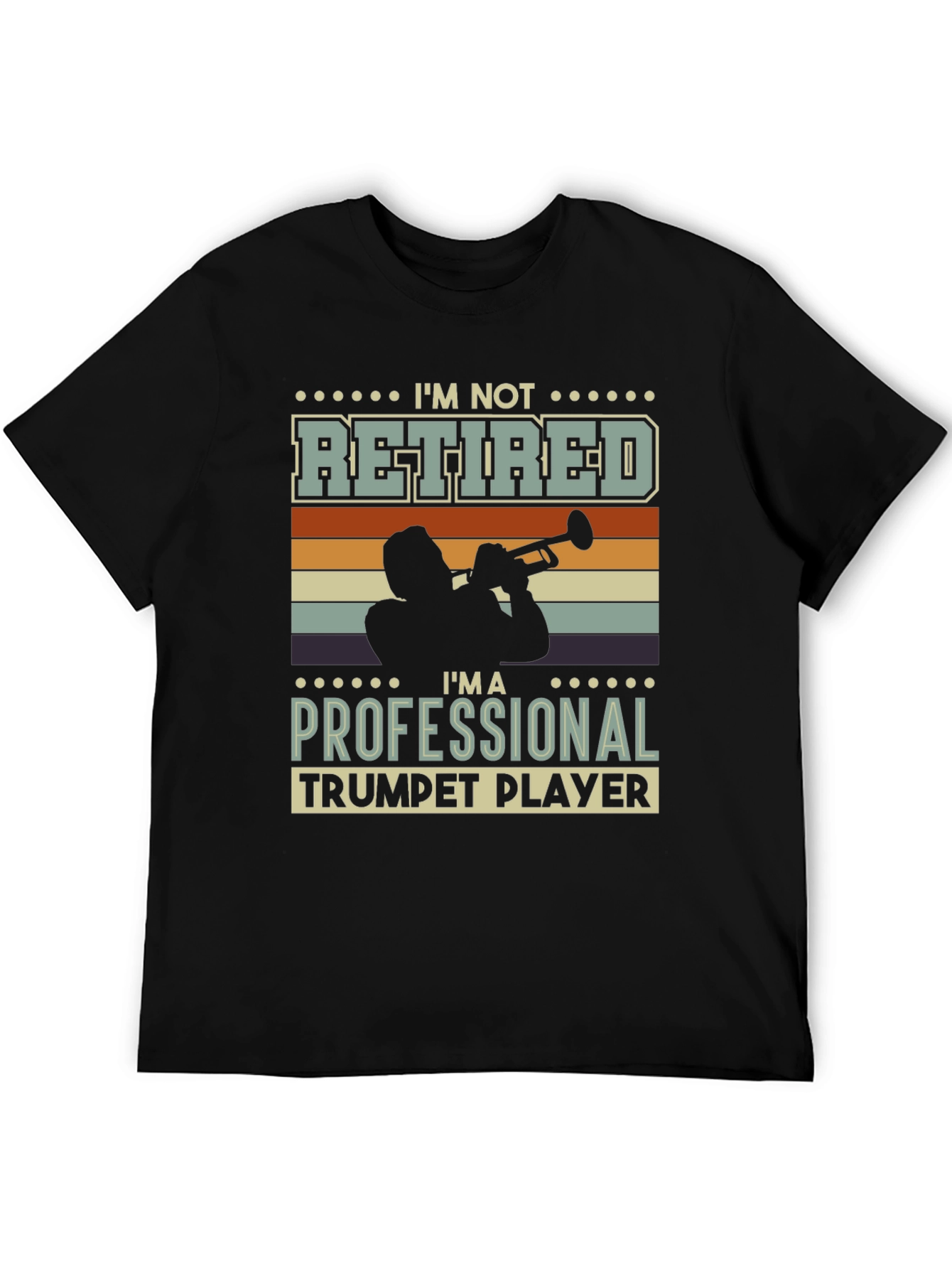 Black I'm Not Retired Trumpet Player Graphic Tee view 5