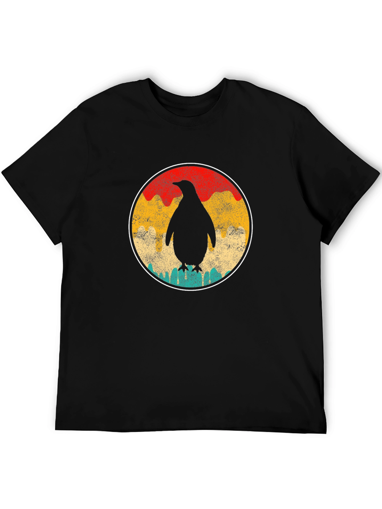 Black Retro Penguin Graphic Tee - Unisex Black T-Shirt view 5