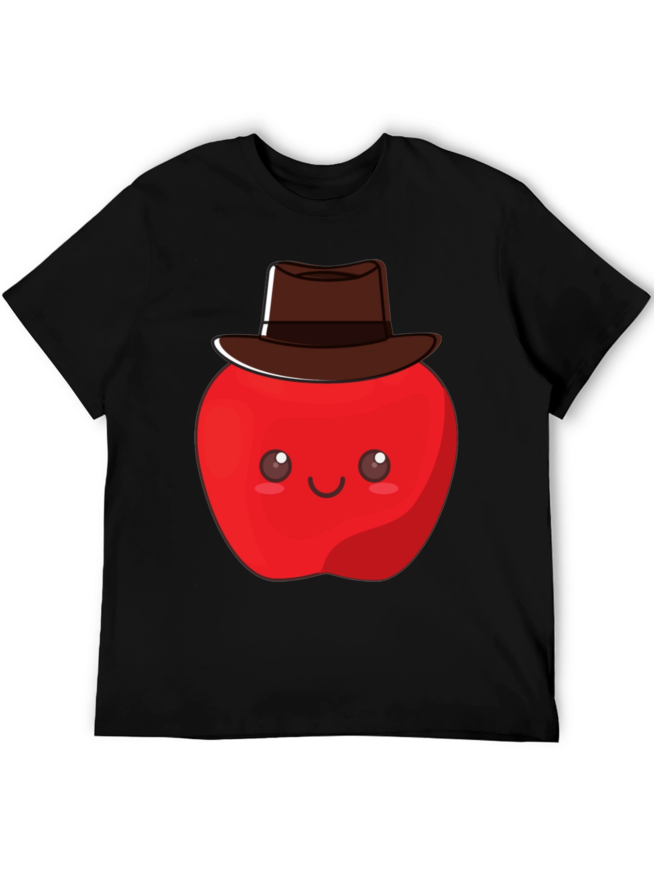 Black Cute Apple Cowboy T-Shirt - Unisex Graphic Tee view 5